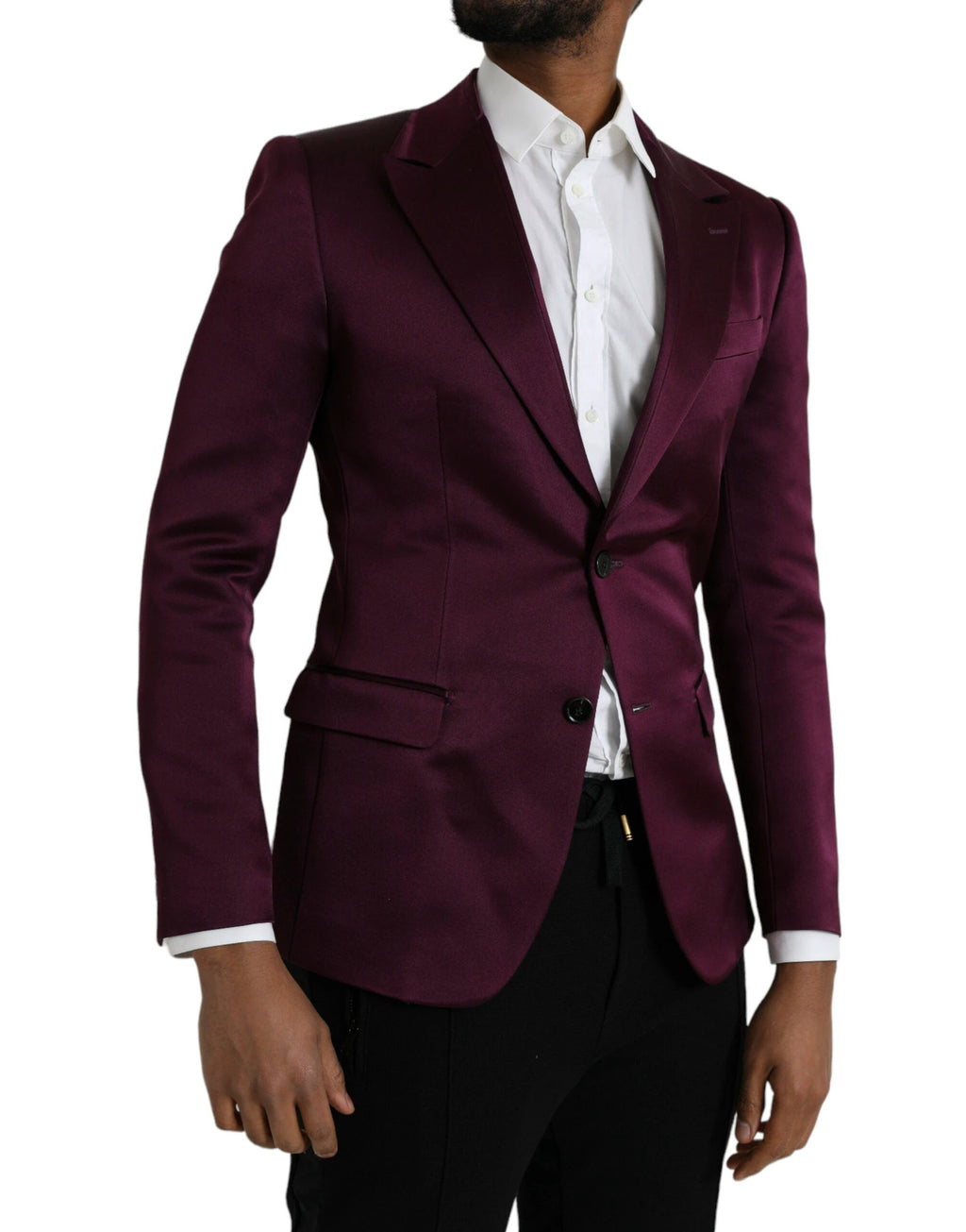 Dolce & Gabbana Maroon Silk Single Breasted Coat Blazer by Dolce & Gabbana