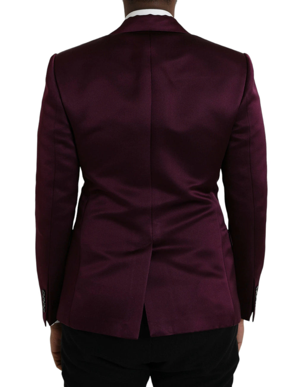 Dolce & Gabbana Maroon Silk Single Breasted Coat Blazer by Dolce & Gabbana