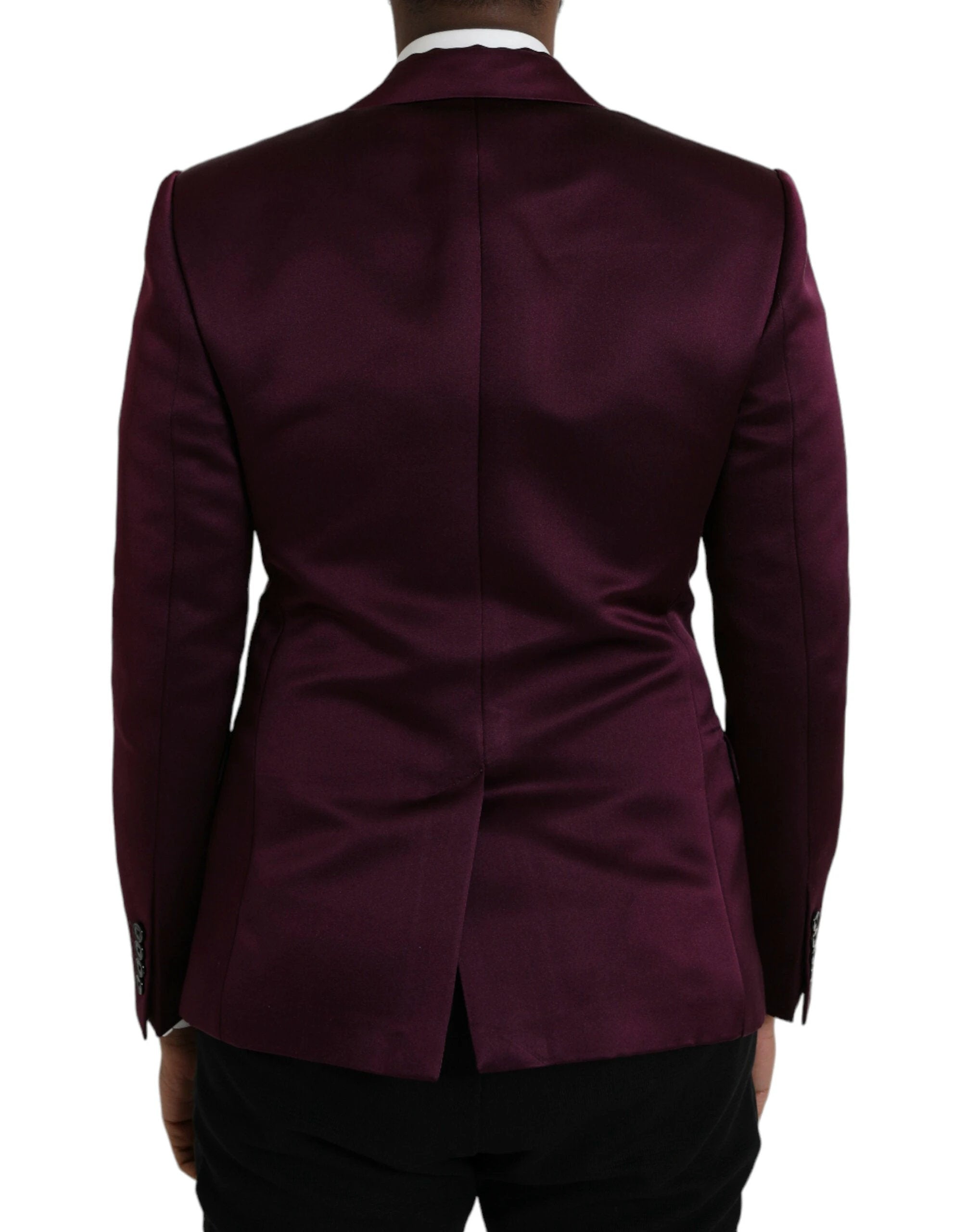 Dolce & Gabbana Maroon Silk Single Breasted Coat Blazer by Dolce & Gabbana