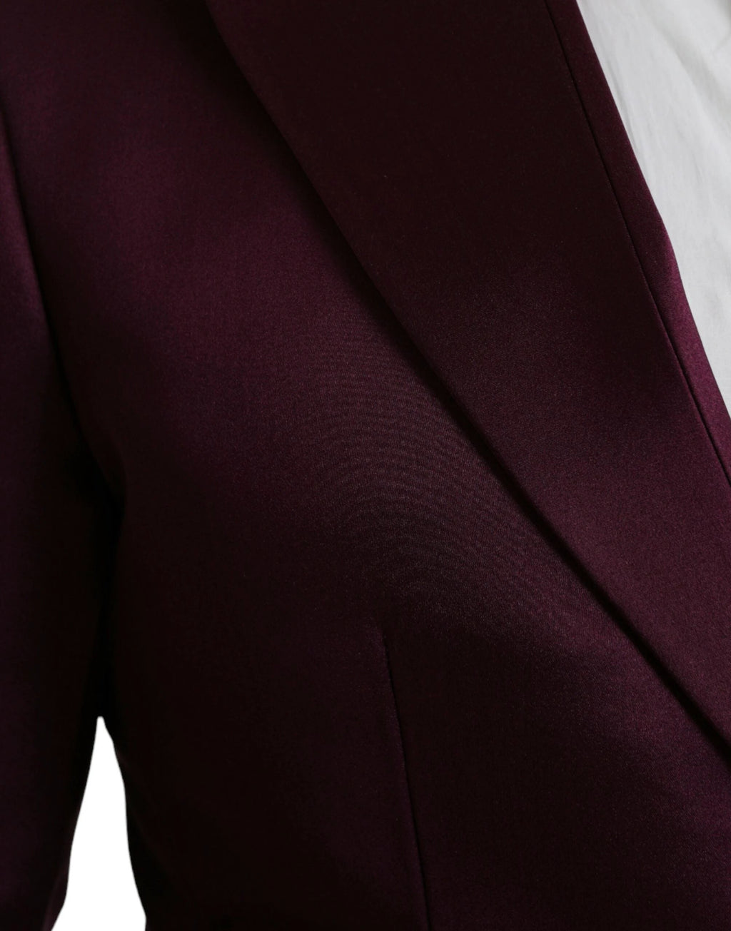 Dolce & Gabbana Maroon Silk Single Breasted Coat Blazer by Dolce & Gabbana