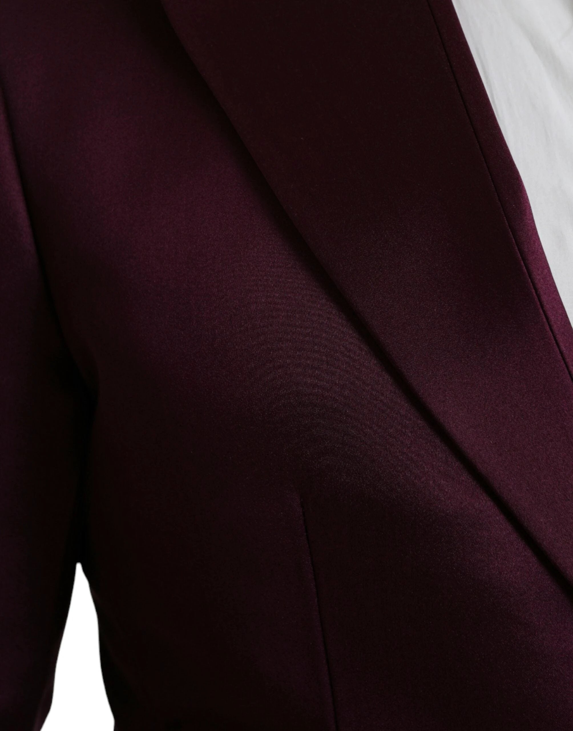 Dolce & Gabbana Maroon Silk Single Breasted Coat Blazer by Dolce & Gabbana