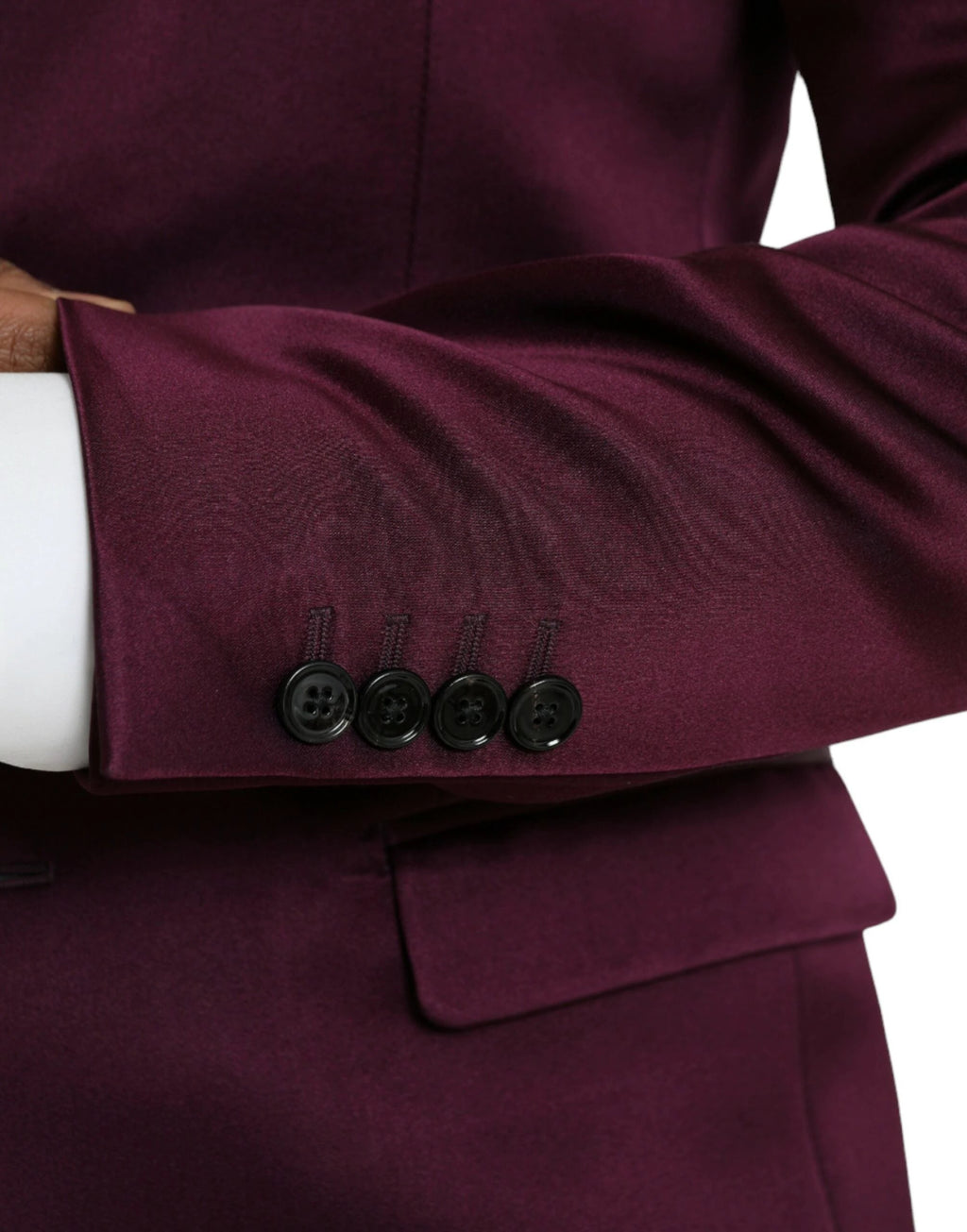 Dolce & Gabbana Maroon Silk Single Breasted Coat Blazer by Dolce & Gabbana