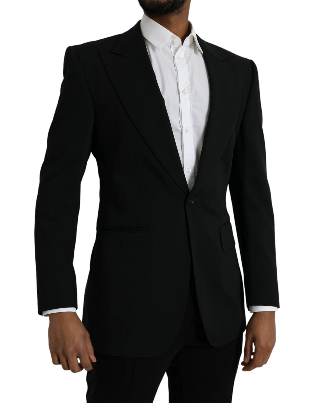 Dolce & Gabbana Black Wool Peak Single Breasted Coat Blazer by Dolce & Gabbana