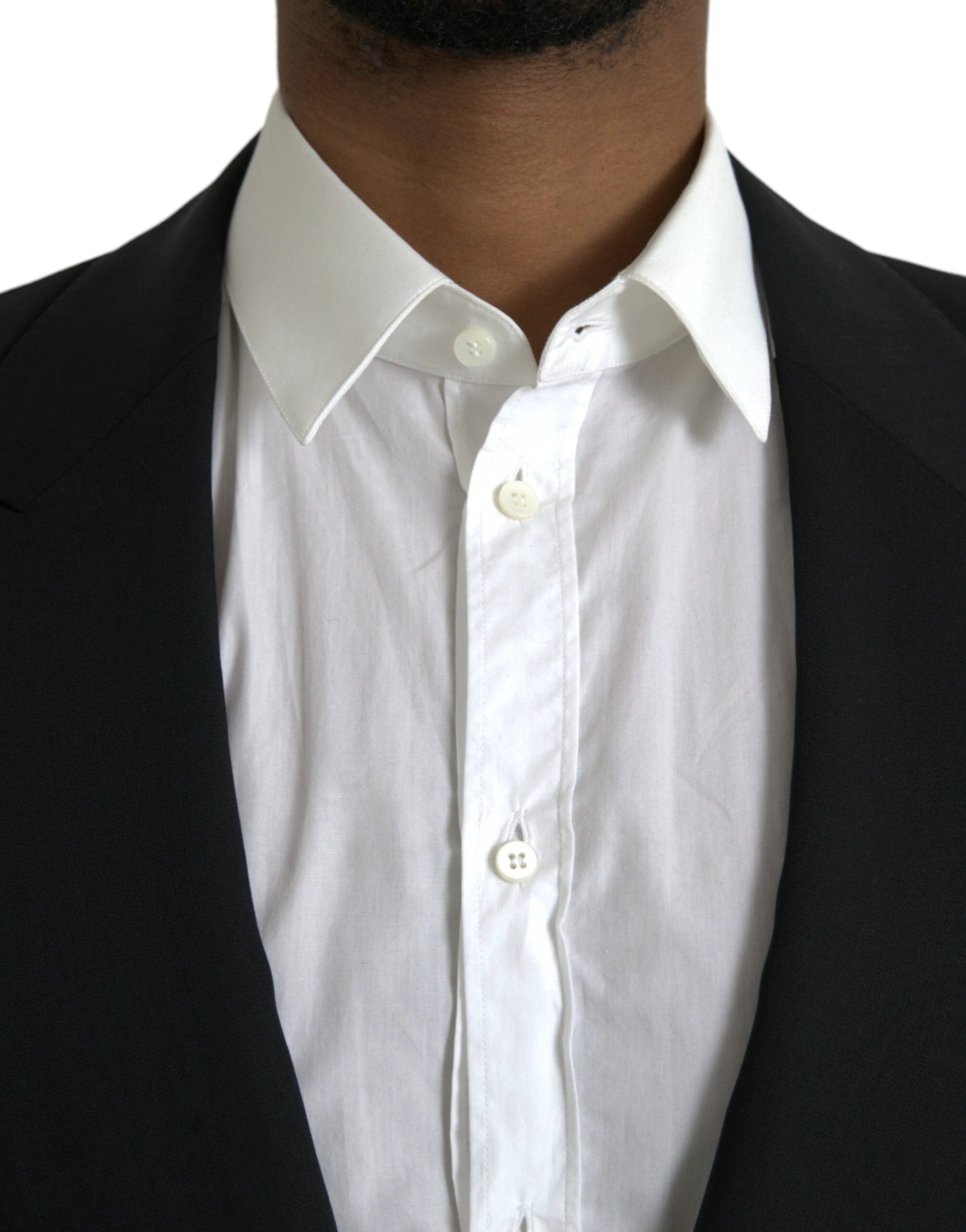 Dolce & Gabbana Black Wool Peak Single Breasted Coat Blazer by Dolce & Gabbana