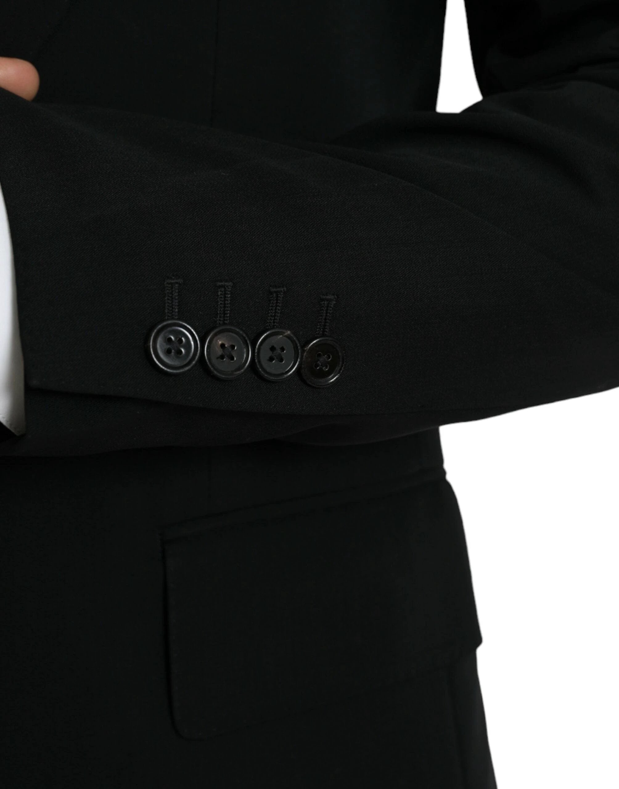 Dolce & Gabbana Black Wool Peak Single Breasted Coat Blazer by Dolce & Gabbana