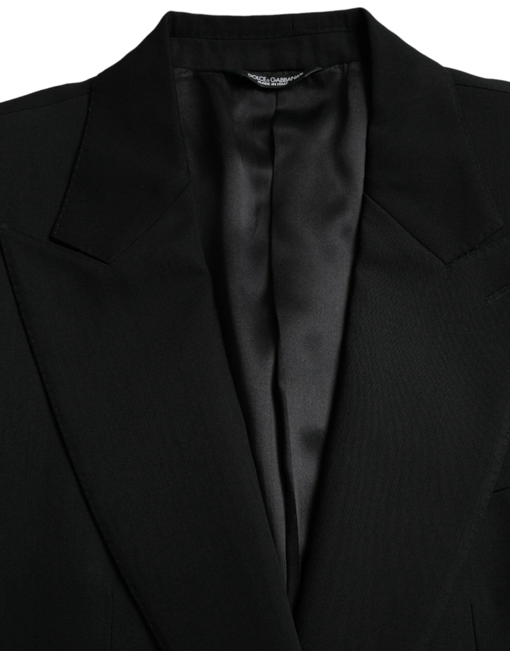 Dolce & Gabbana Black Wool Peak Single Breasted Coat Blazer by Dolce & Gabbana