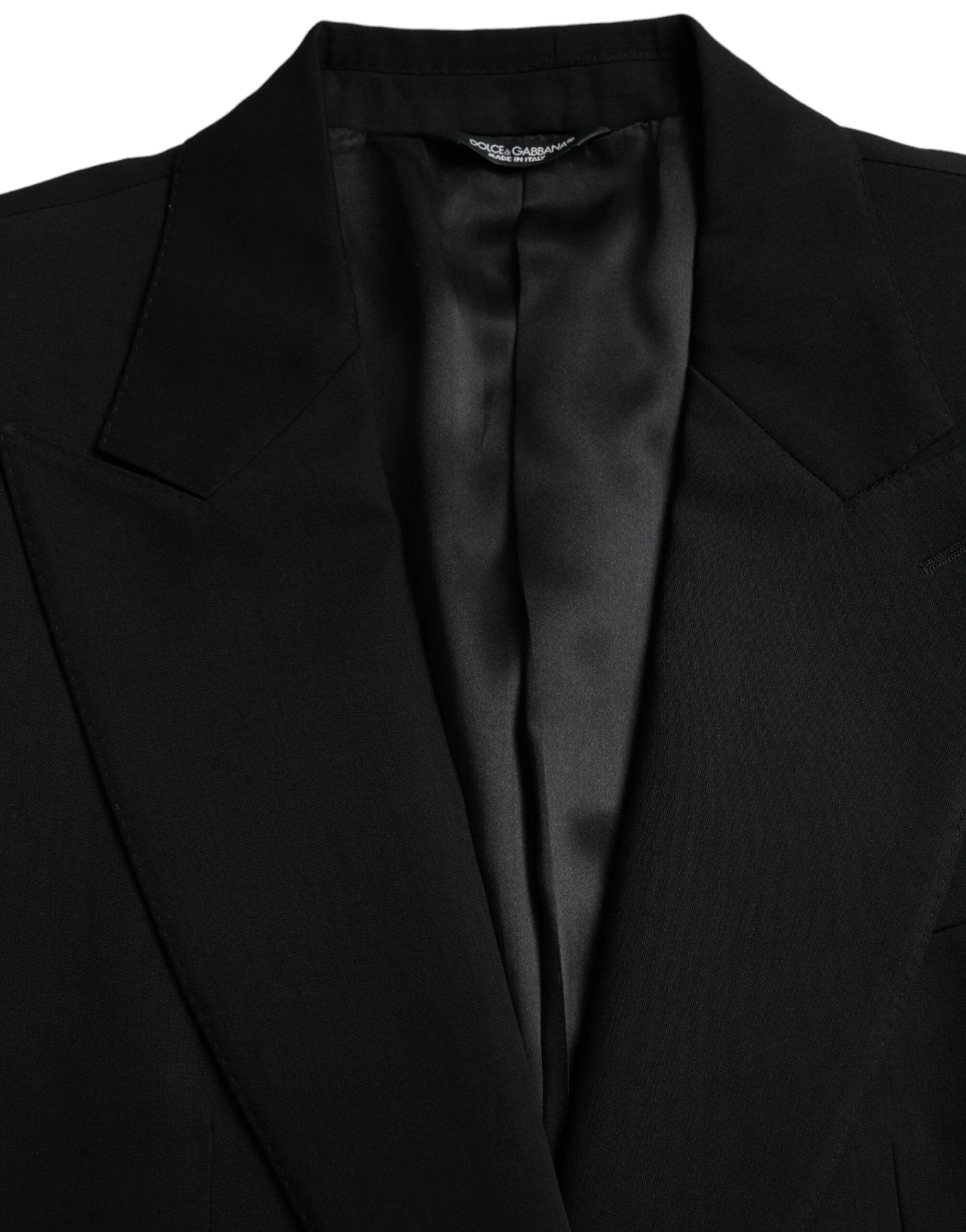 Dolce & Gabbana Black Wool Peak Single Breasted Coat Blazer by Dolce & Gabbana
