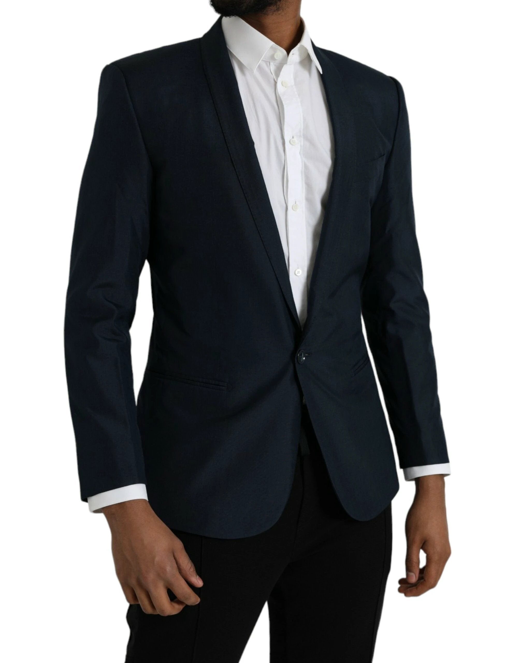 Dolce & Gabbana Blue GOLD Notch Single Breasted Coat Blazer by Dolce & Gabbana