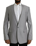 Dolce & Gabbana Gray Wool Peak Single Breasted Coat Blazer by Dolce & Gabbana