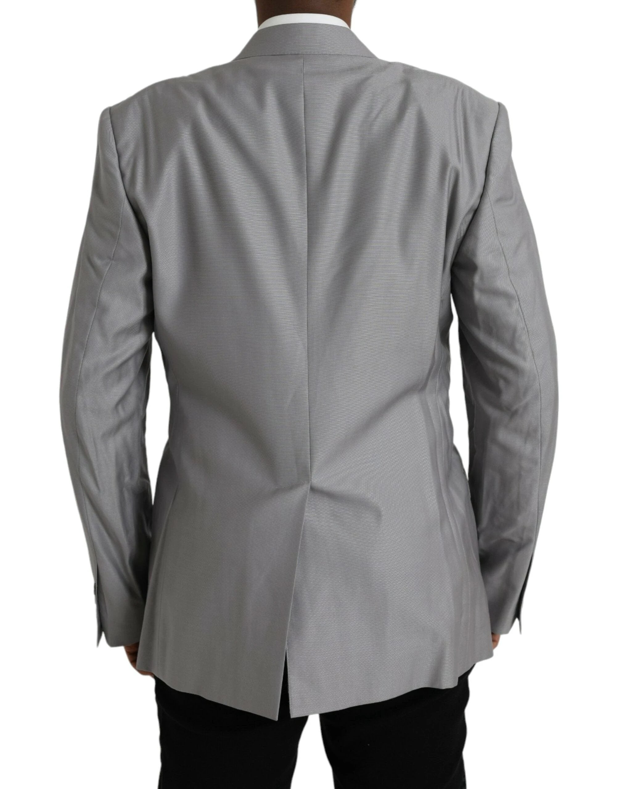 Dolce & Gabbana Gray Wool Peak Single Breasted Coat Blazer by Dolce & Gabbana