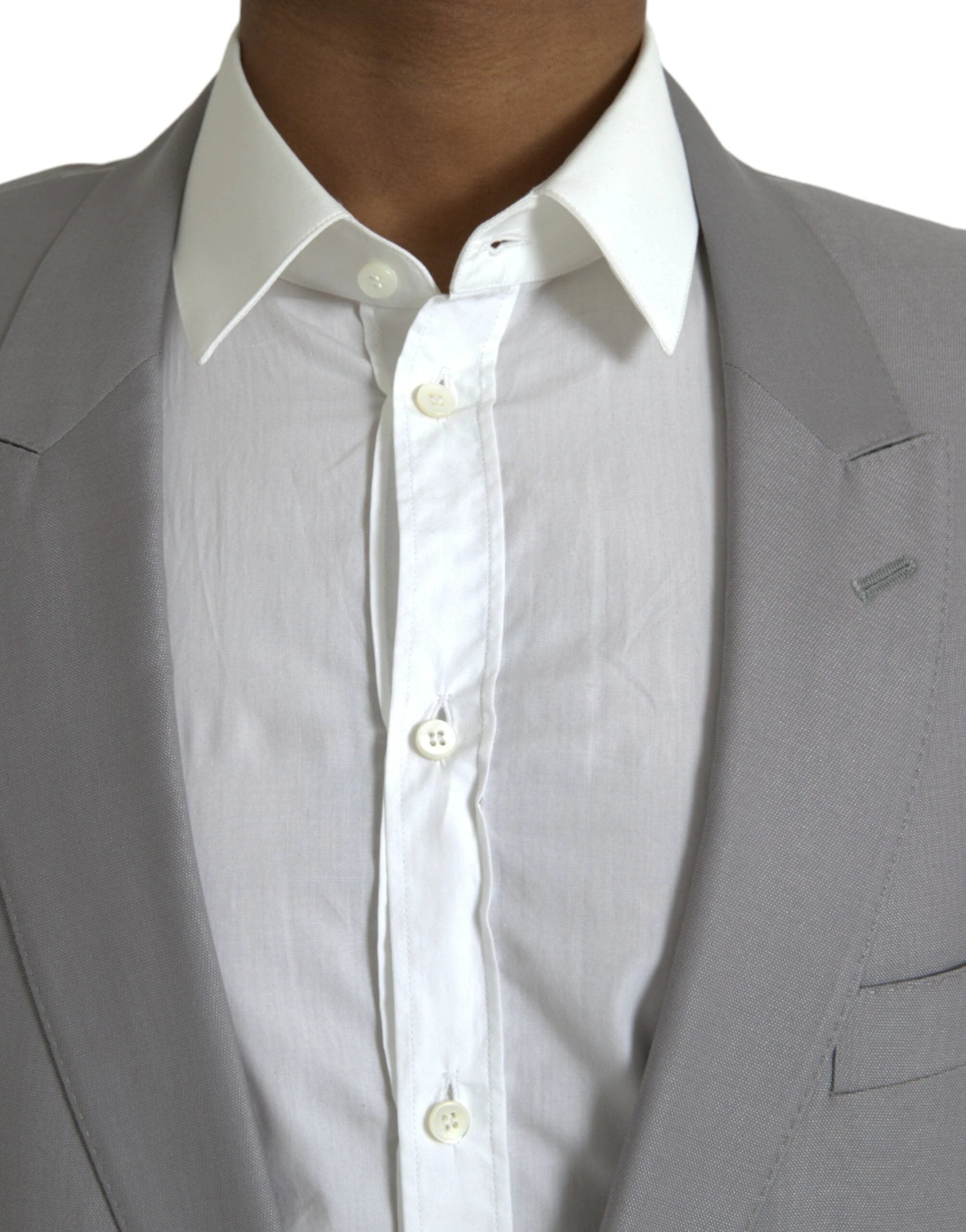 Dolce & Gabbana Gray Wool Peak Single Breasted Coat Blazer by Dolce & Gabbana