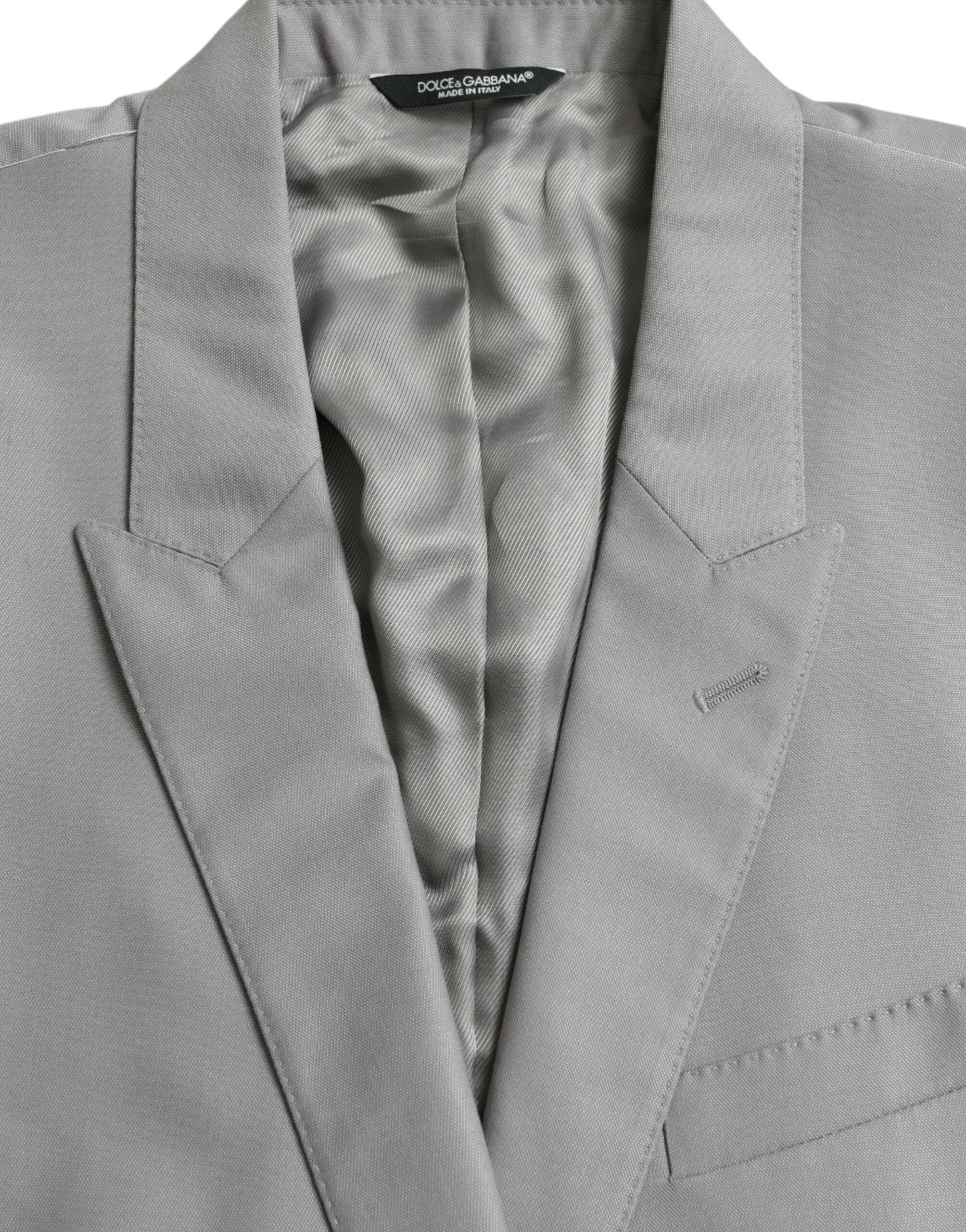 Dolce & Gabbana Gray Wool Peak Single Breasted Coat Blazer by Dolce & Gabbana