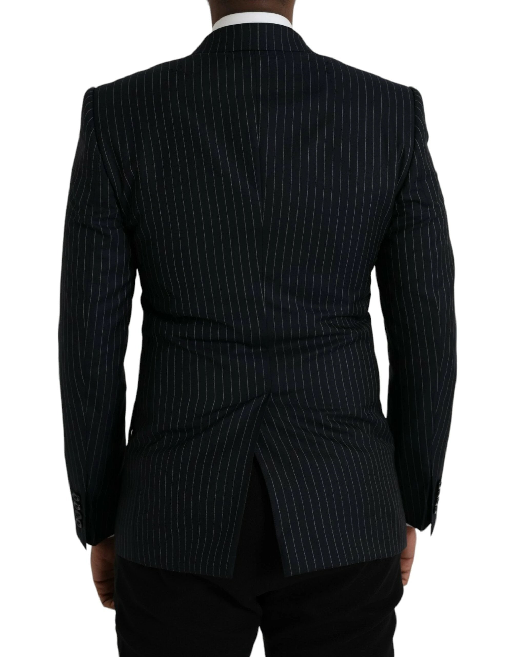 Dolce & Gabbana Black Stripe SICILIA Double Breasted Coat Blazer by Dolce & Gabbana