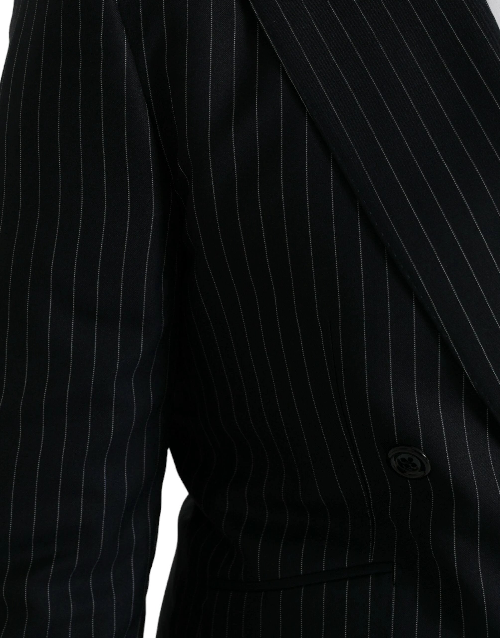 Dolce & Gabbana Black Stripe SICILIA Double Breasted Coat Blazer by Dolce & Gabbana