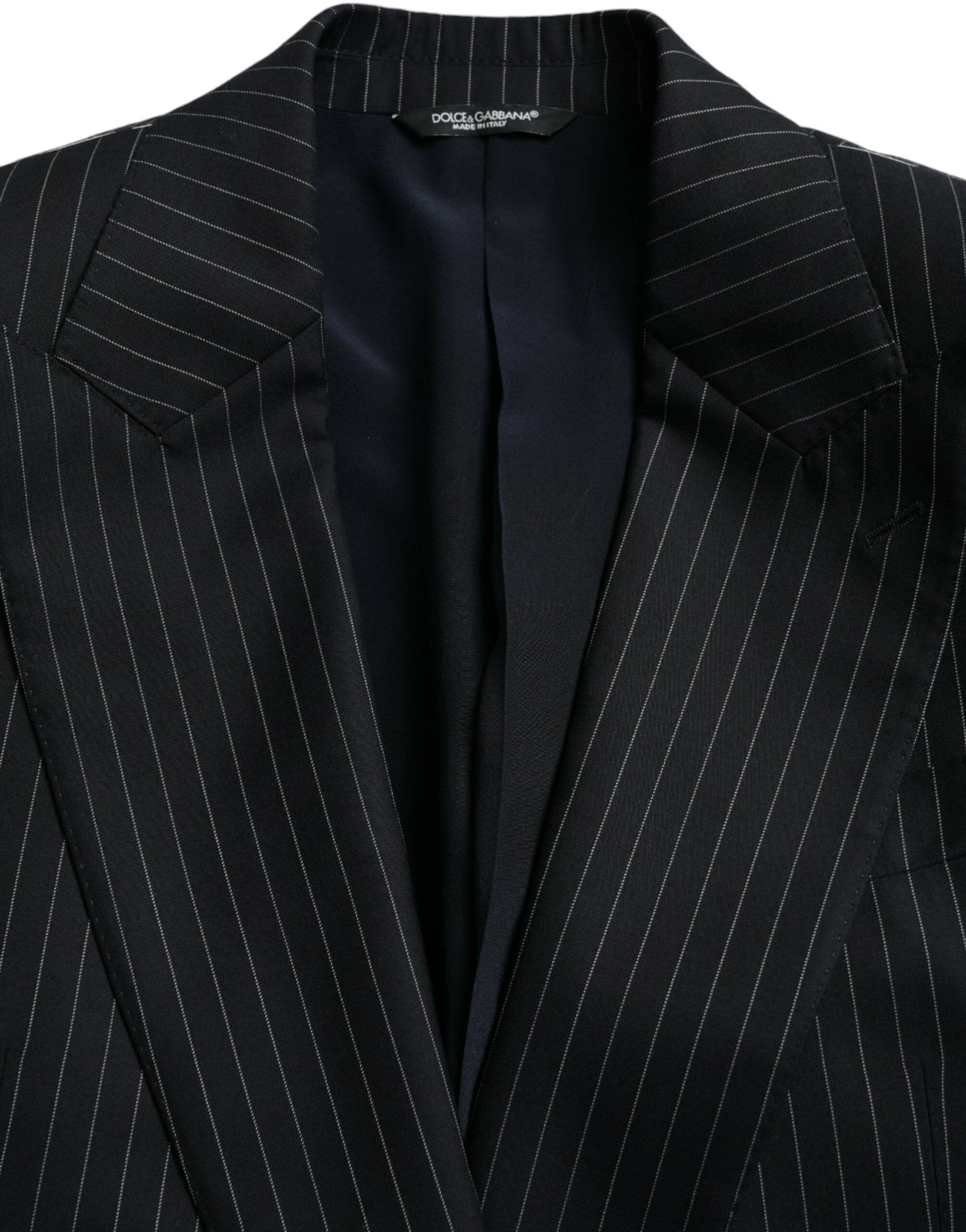 Dolce & Gabbana Black Stripe SICILIA Double Breasted Coat Blazer by Dolce & Gabbana