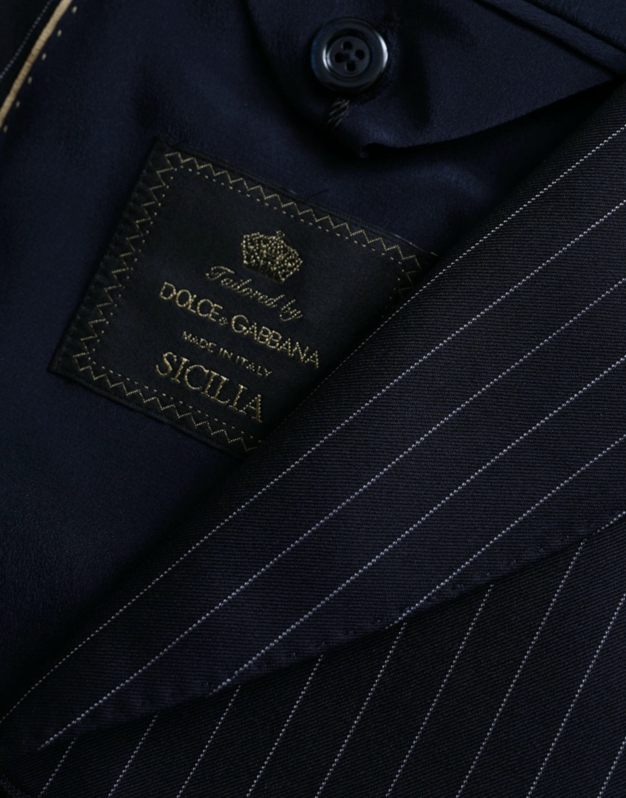 Dolce & Gabbana Black Stripe SICILIA Double Breasted Coat Blazer by Dolce & Gabbana
