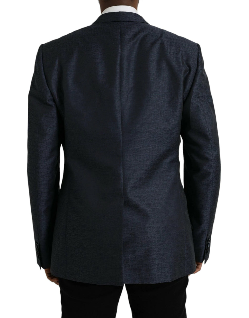 Dolce & Gabbana Blue Wool GOLD Single Breasted Coat Blazer by Dolce & Gabbana