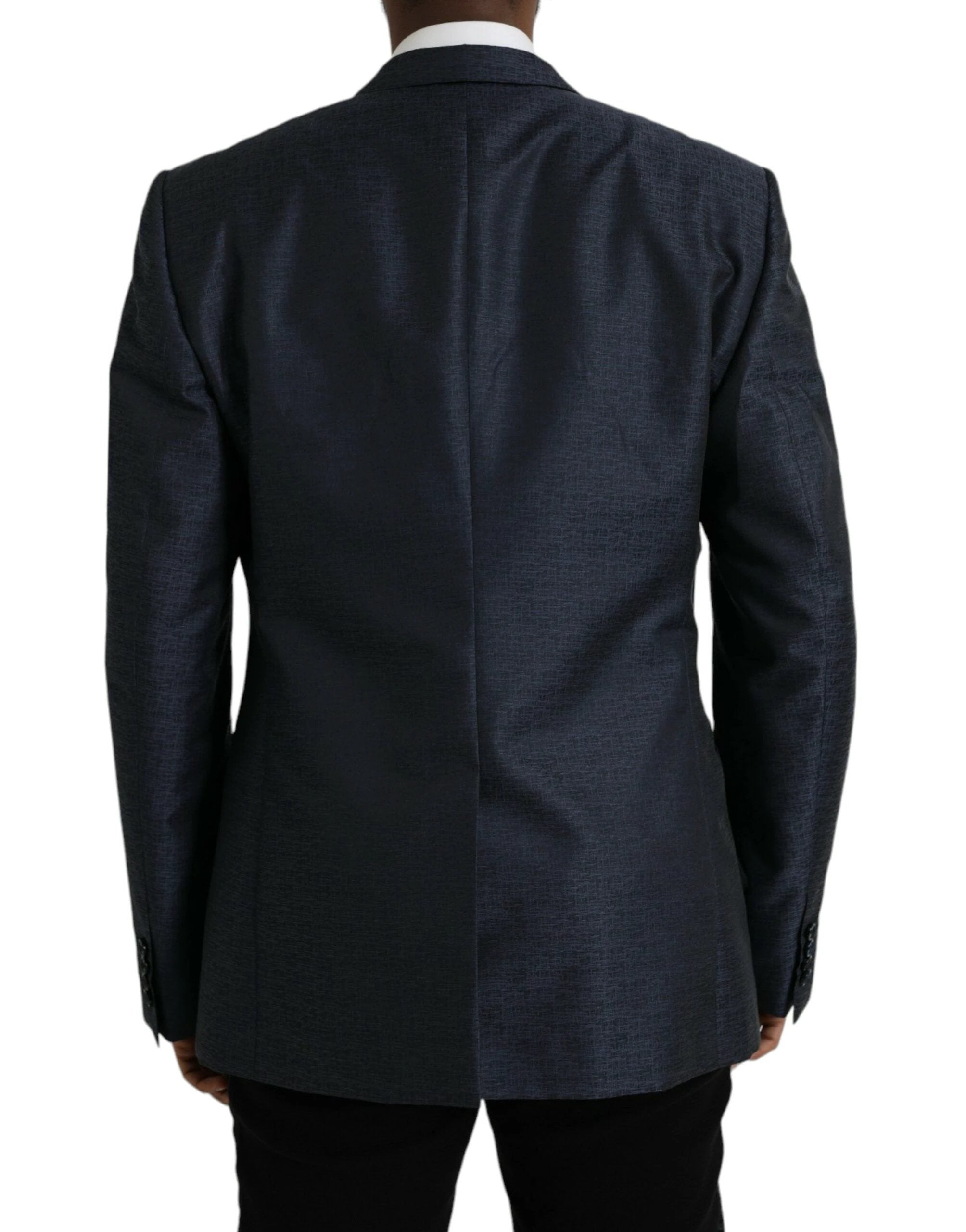Dolce & Gabbana Blue Wool GOLD Single Breasted Coat Blazer by Dolce & Gabbana