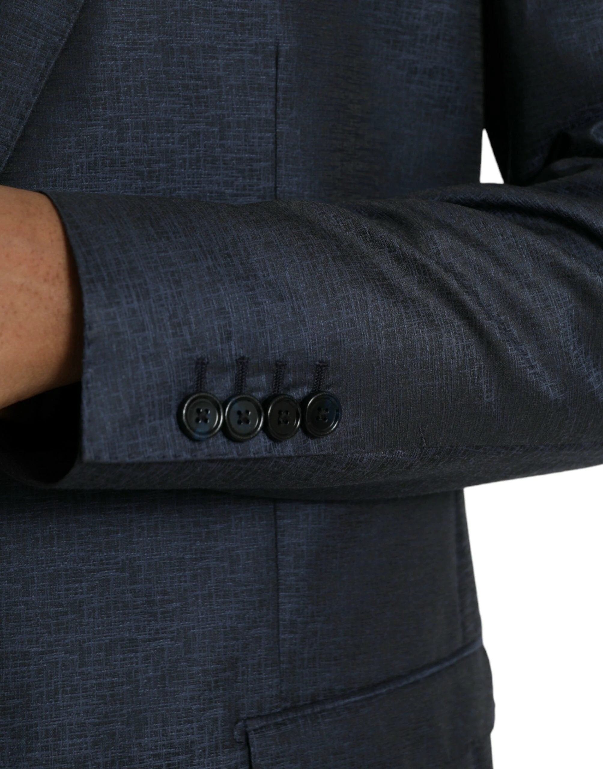 Dolce & Gabbana Blue Wool GOLD Single Breasted Coat Blazer by Dolce & Gabbana