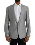 Dolce & Gabbana Gray Wool Peak Single Breasted Coat Blazer by Dolce & Gabbana