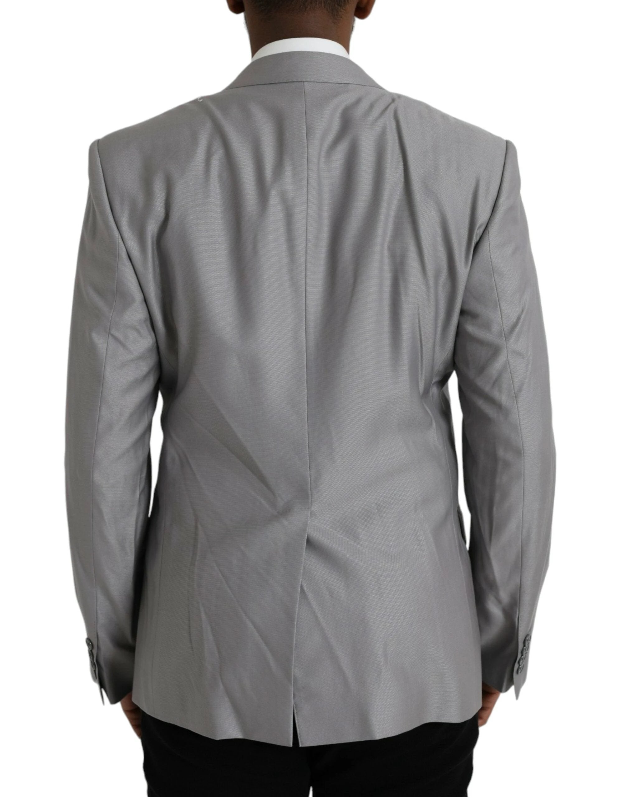 Dolce & Gabbana Gray Wool Peak Single Breasted Coat Blazer by Dolce & Gabbana