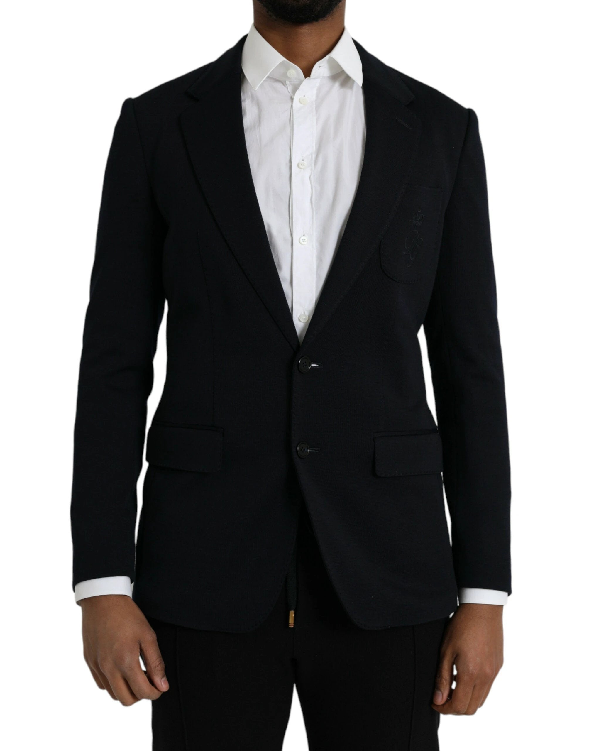 Dolce & Gabbana Black Wool Notch Single Breasted Coat Blazer by Dolce & Gabbana