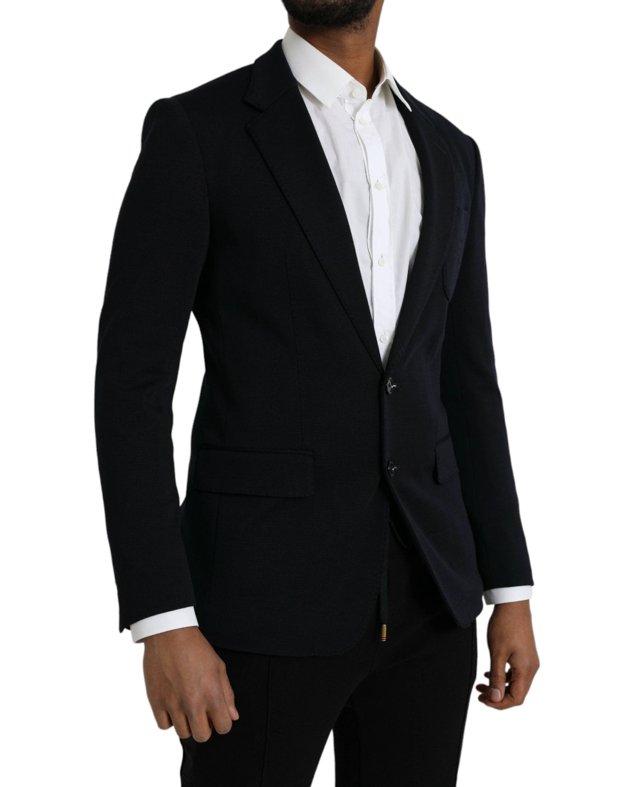 Dolce & Gabbana Black Wool Notch Single Breasted Coat Blazer by Dolce & Gabbana