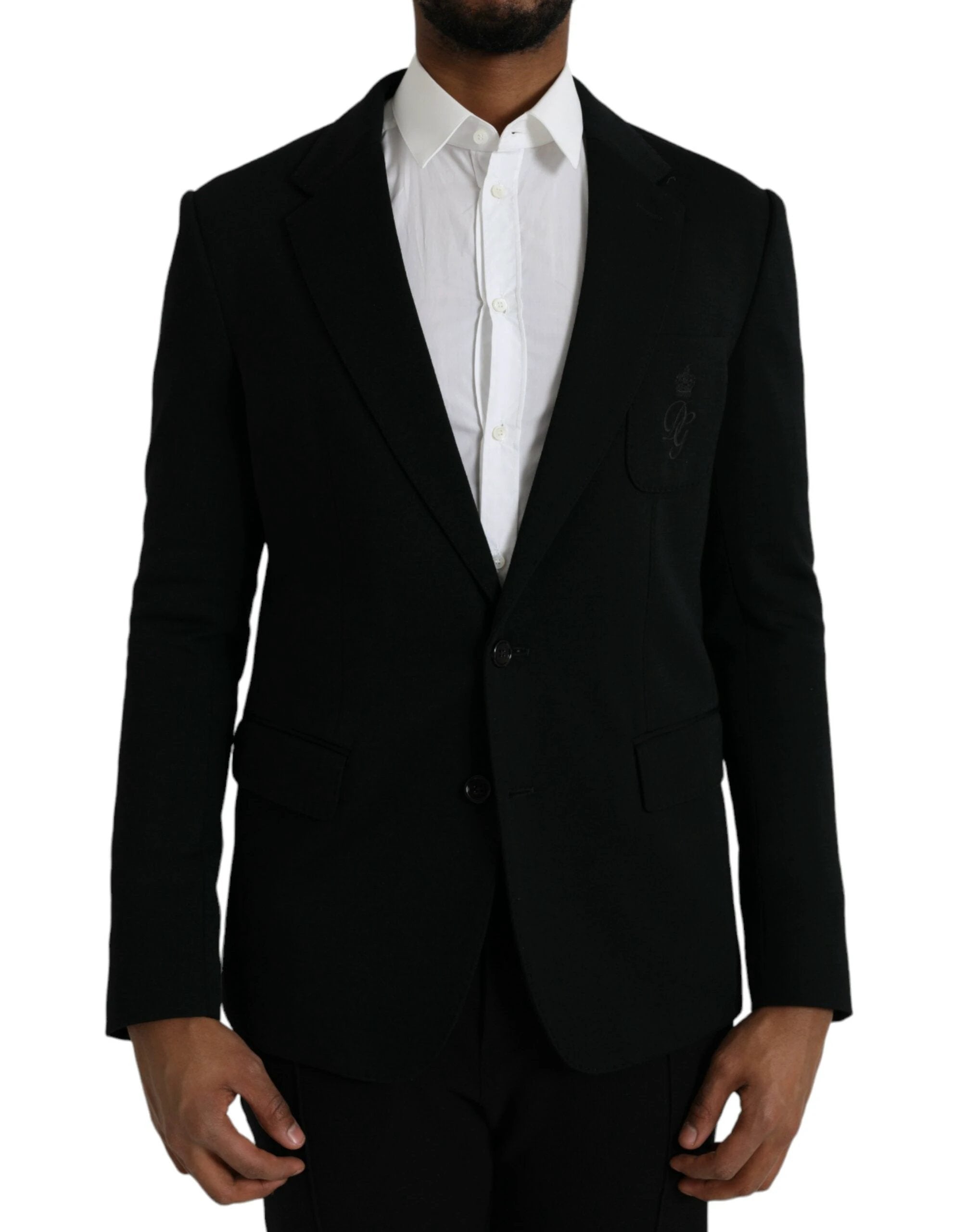 Dolce & Gabbana Black Wool Notch Single Breasted Coat Blazer by Dolce & Gabbana