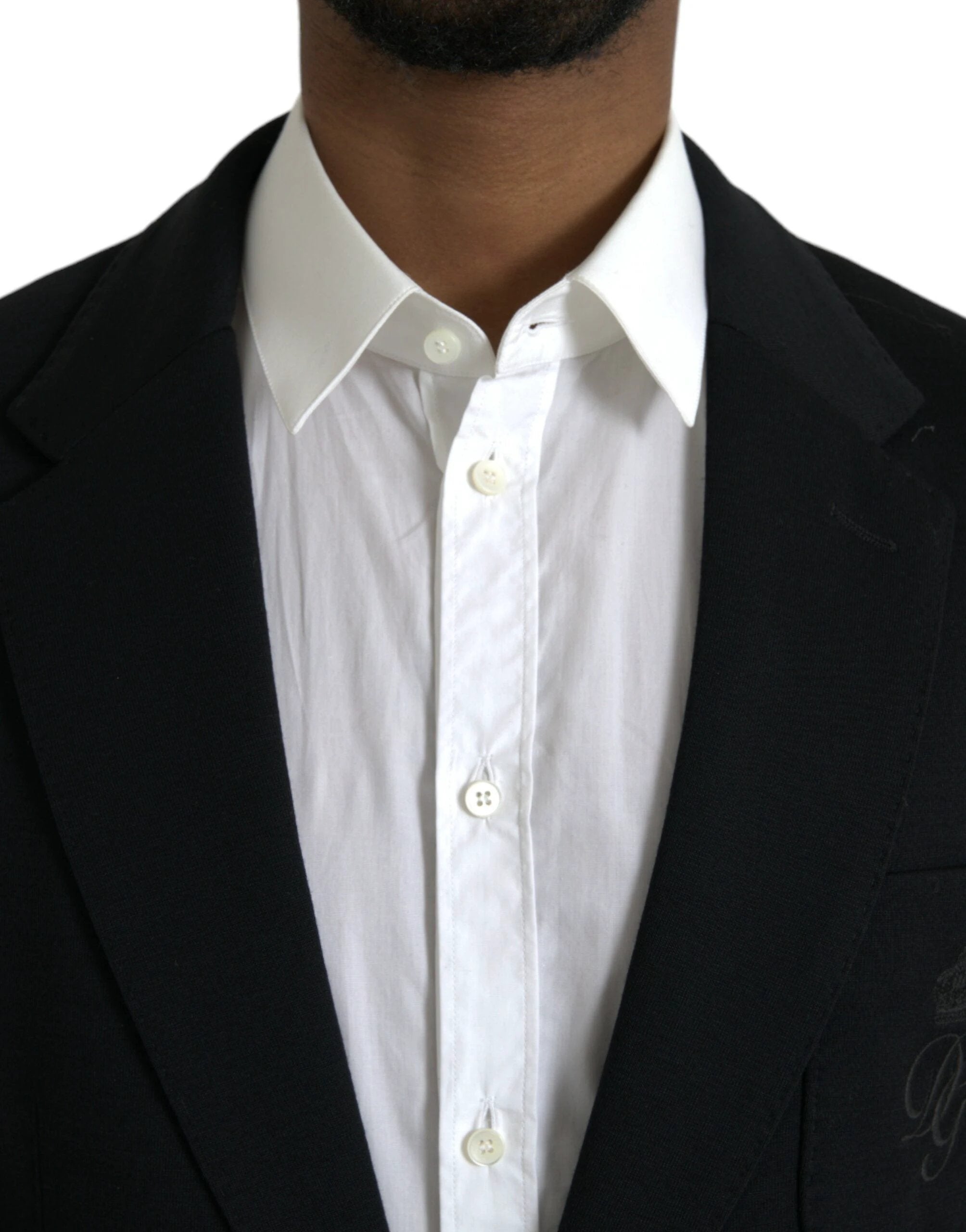 Dolce & Gabbana Black Wool Notch Single Breasted Coat Blazer by Dolce & Gabbana