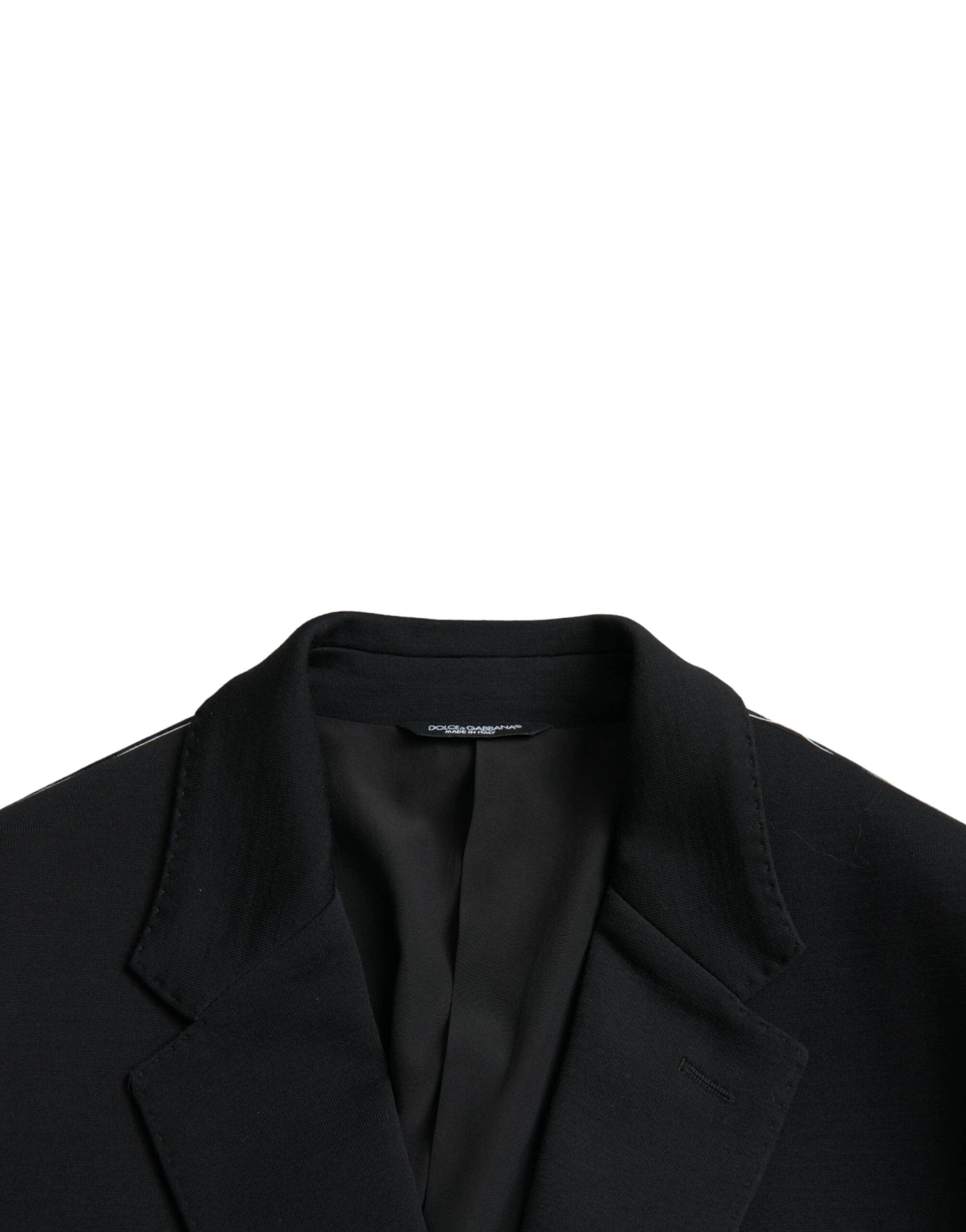 Dolce & Gabbana Black Wool Notch Single Breasted Coat Blazer by Dolce & Gabbana