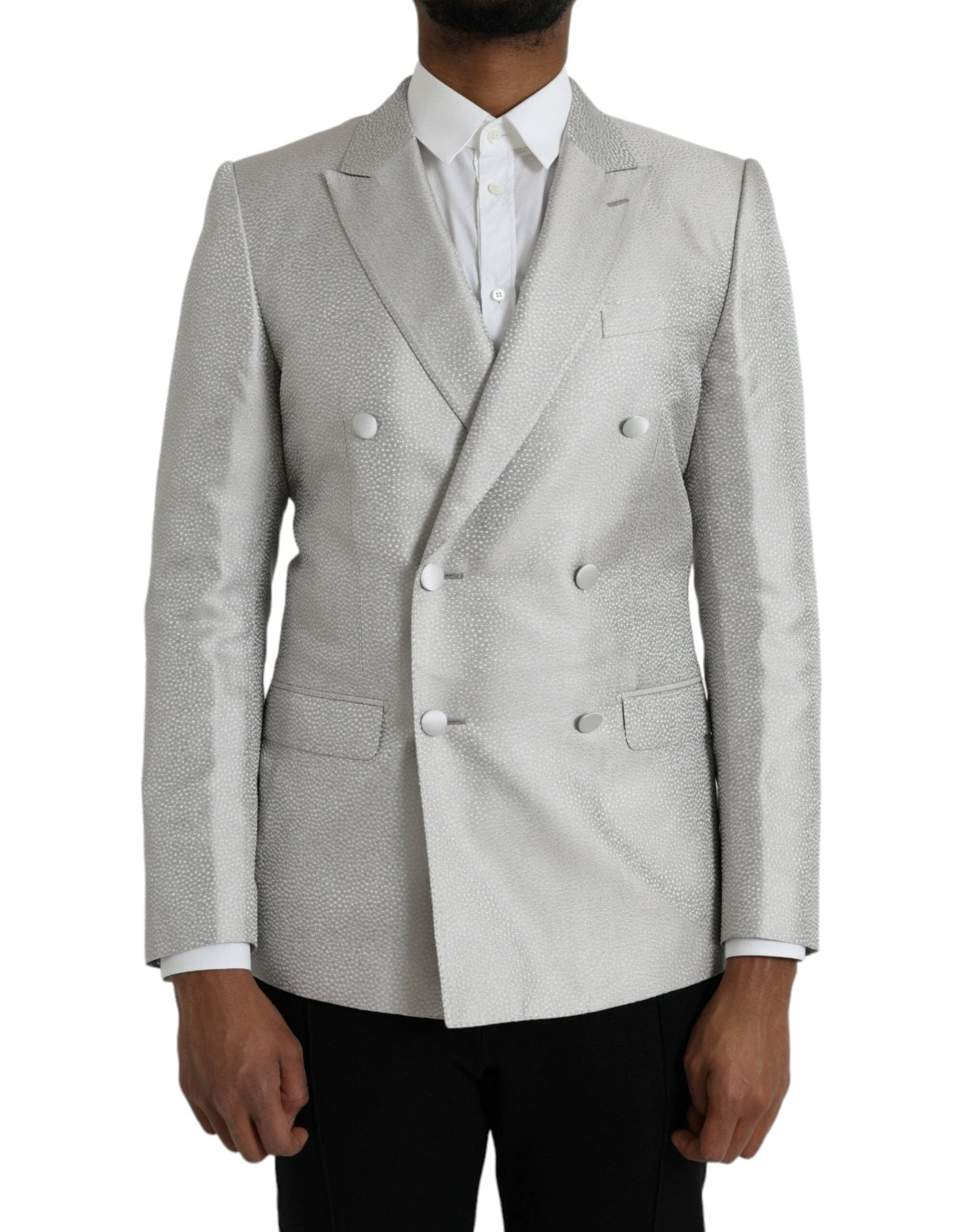 Dolce & Gabbana Off White MARTINI Double Breasted Coat Blazer by Dolce & Gabbana