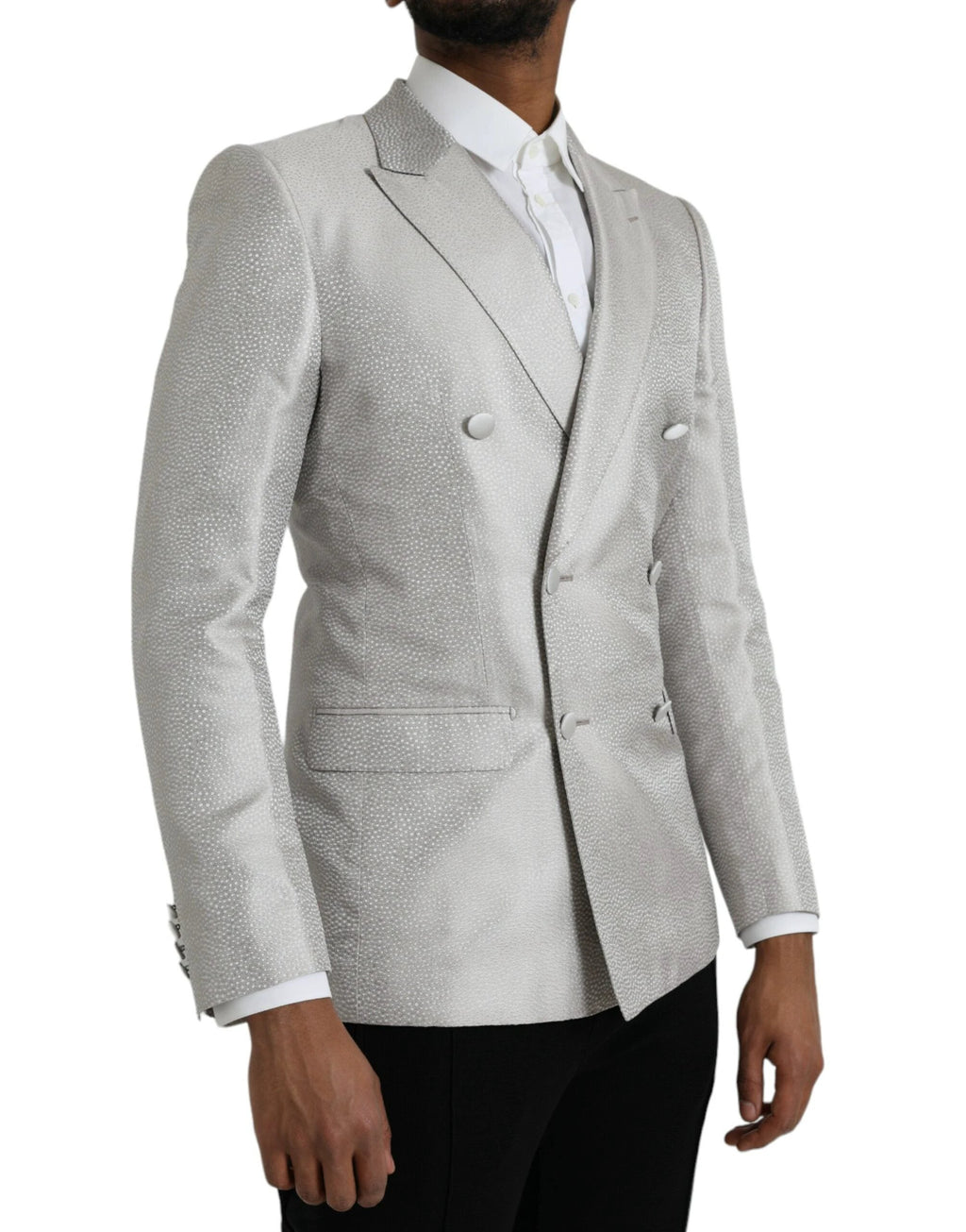 Dolce & Gabbana Off White MARTINI Double Breasted Coat Blazer by Dolce & Gabbana