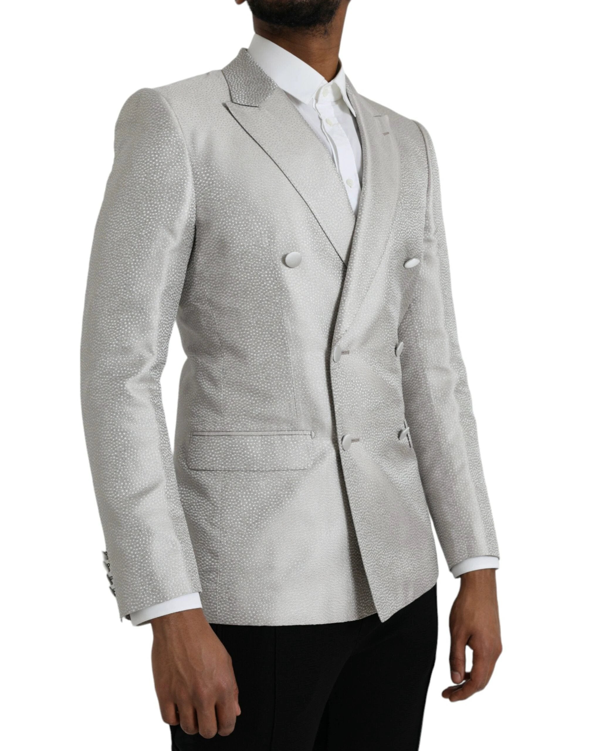 Dolce & Gabbana Off White MARTINI Double Breasted Coat Blazer by Dolce & Gabbana