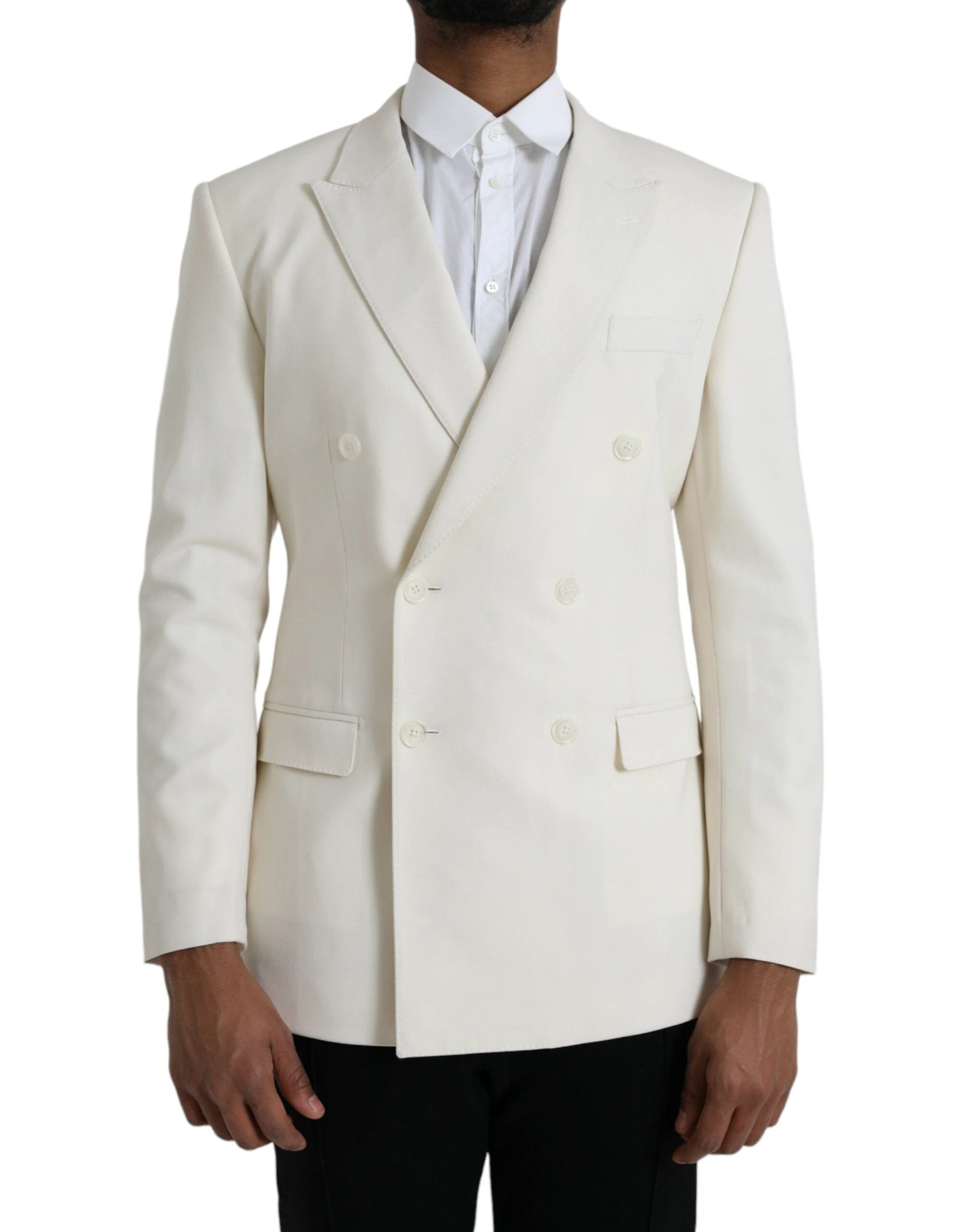 Dolce & Gabbana White Wool MARTINI Double Breasted Blazer by Dolce & Gabbana