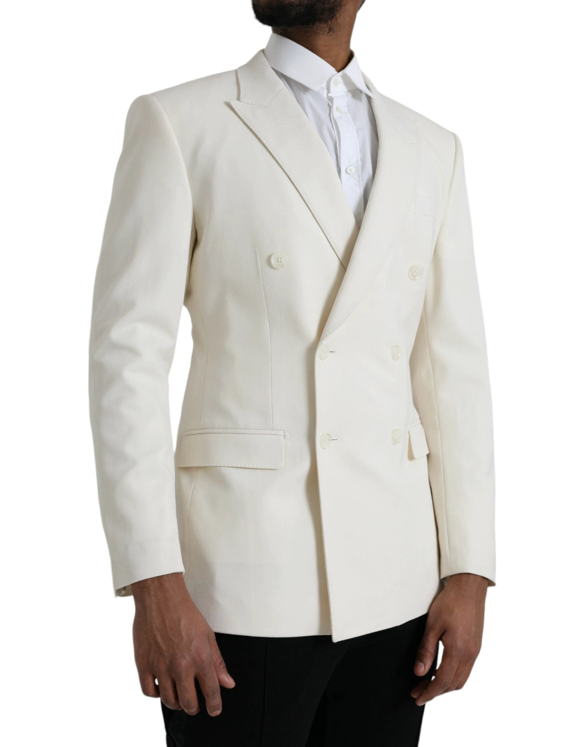Dolce & Gabbana White Wool MARTINI Double Breasted Blazer by Dolce & Gabbana