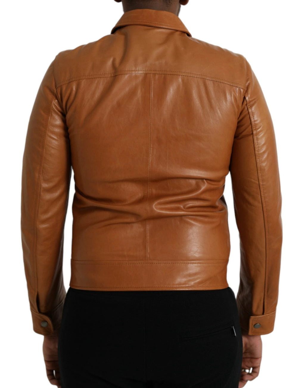 Dolce & Gabbana Brown Lamb Leather Full Zip Blouson Jacket by Dolce & Gabbana