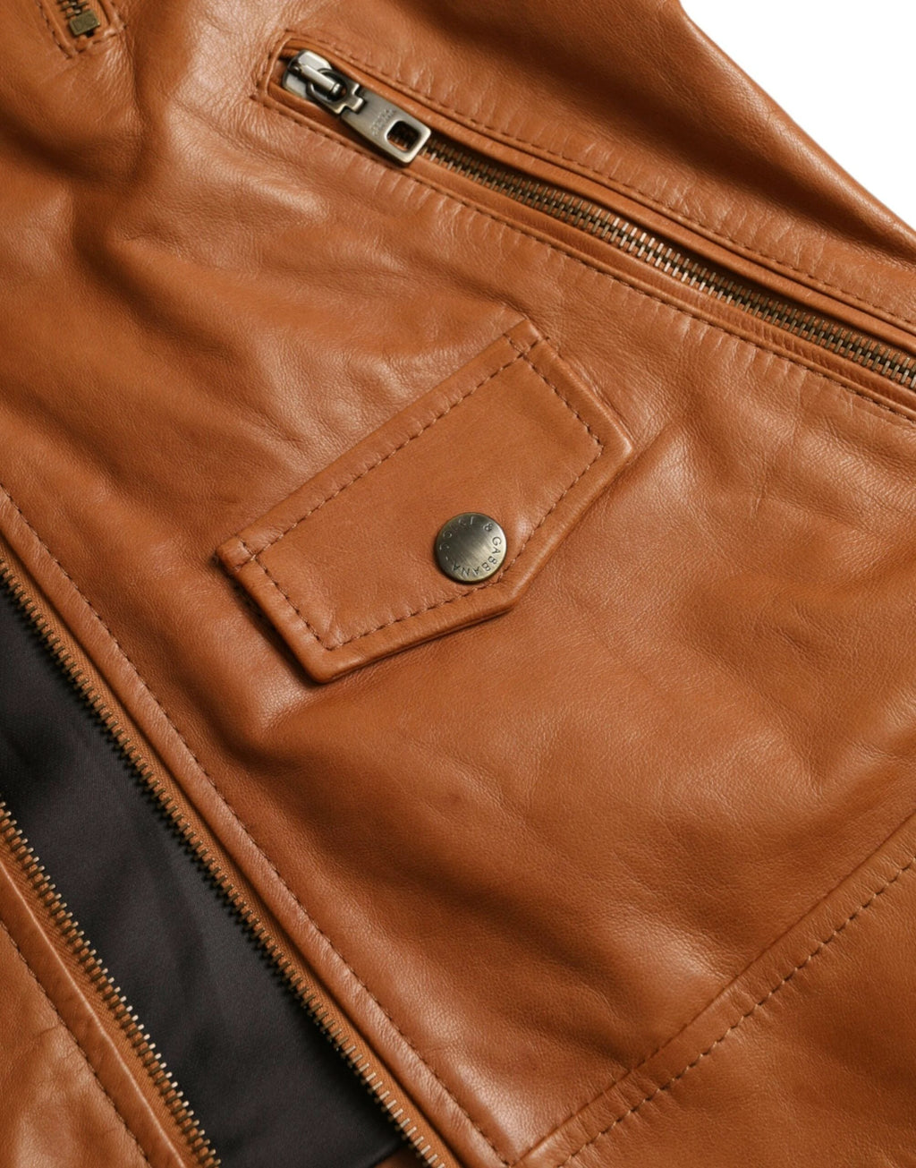 Dolce & Gabbana Brown Lamb Leather Full Zip Blouson Jacket by Dolce & Gabbana