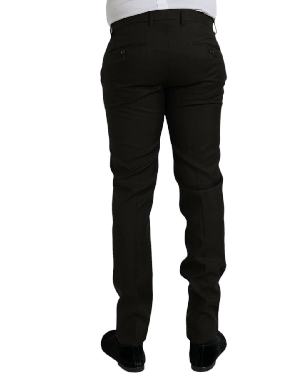 Dolce & Gabbana Dark Brown Wool Slim Fit Formal Pants by Dolce & Gabbana
