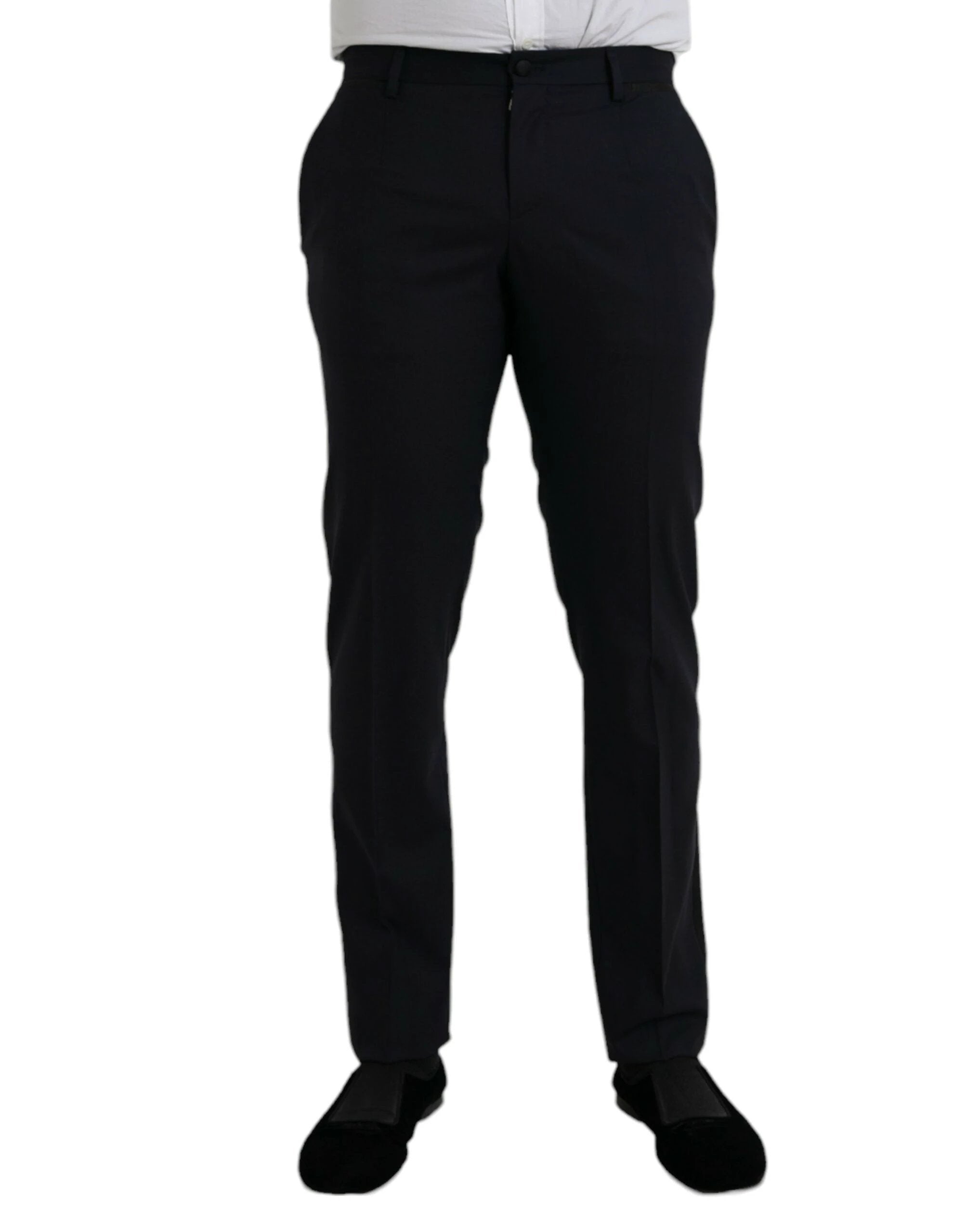 Dolce & Gabbana Dark Blue Wool Slim Fit Formal Pants by Dolce & Gabbana