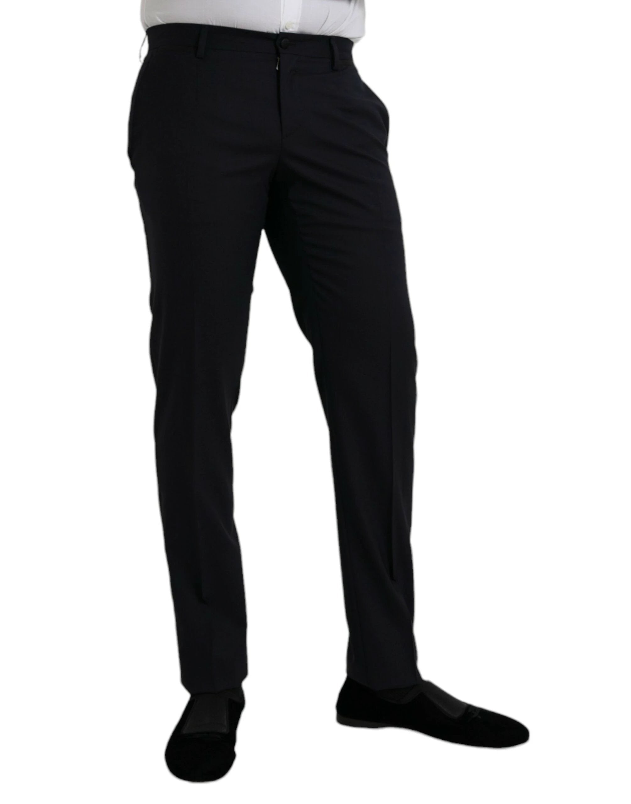 Dolce & Gabbana Dark Blue Wool Slim Fit Formal Pants by Dolce & Gabbana