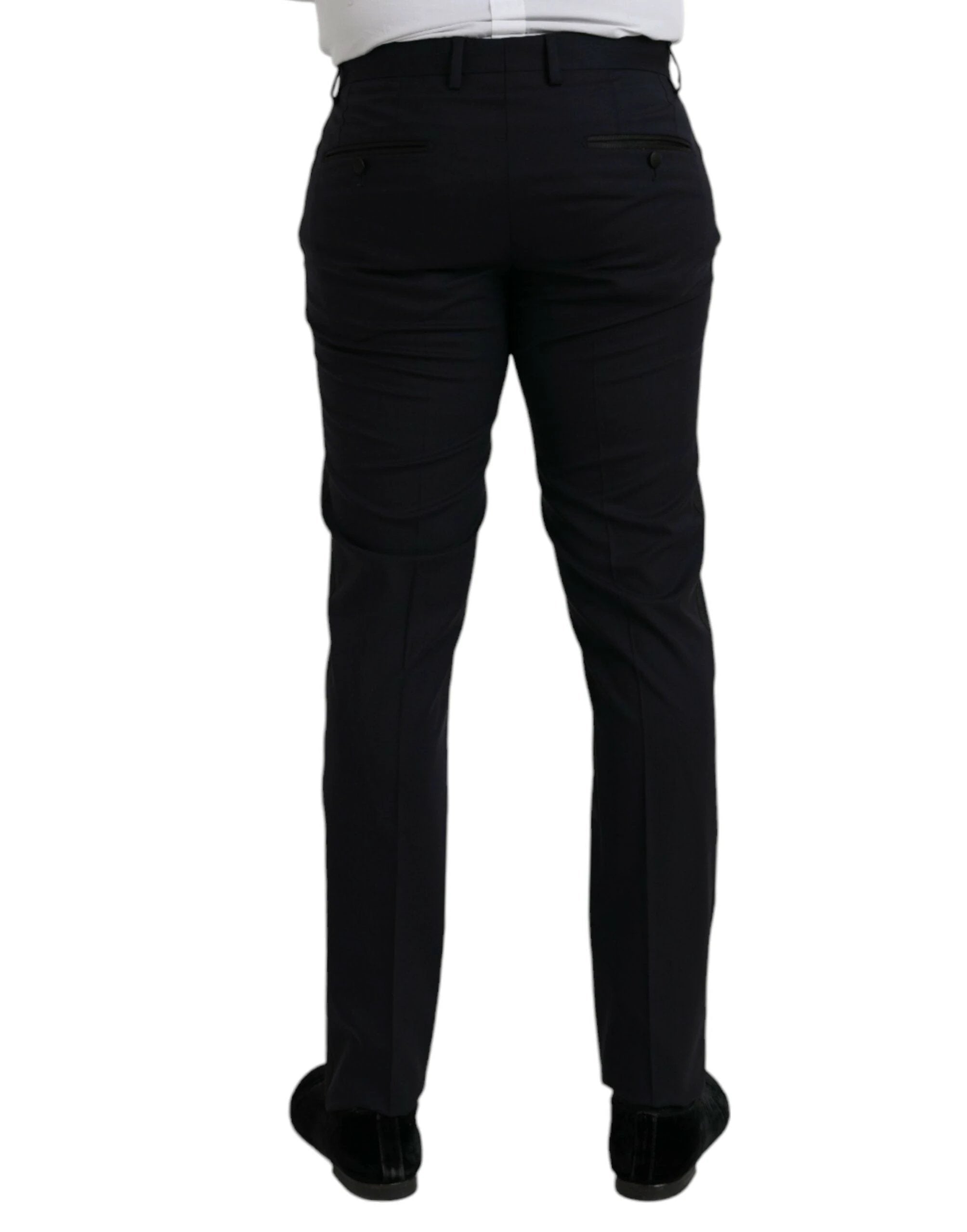Dolce & Gabbana Dark Blue Wool Slim Fit Formal Pants by Dolce & Gabbana