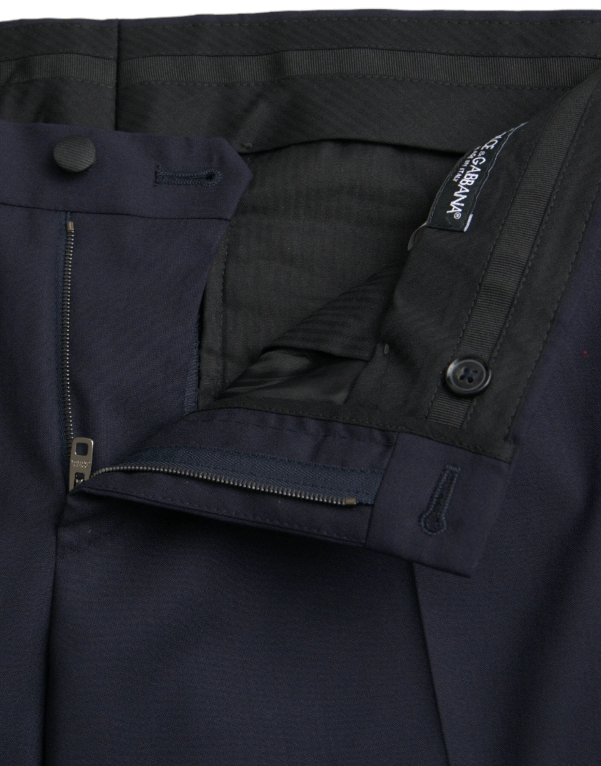 Dolce & Gabbana Dark Blue Wool Slim Fit Formal Pants by Dolce & Gabbana