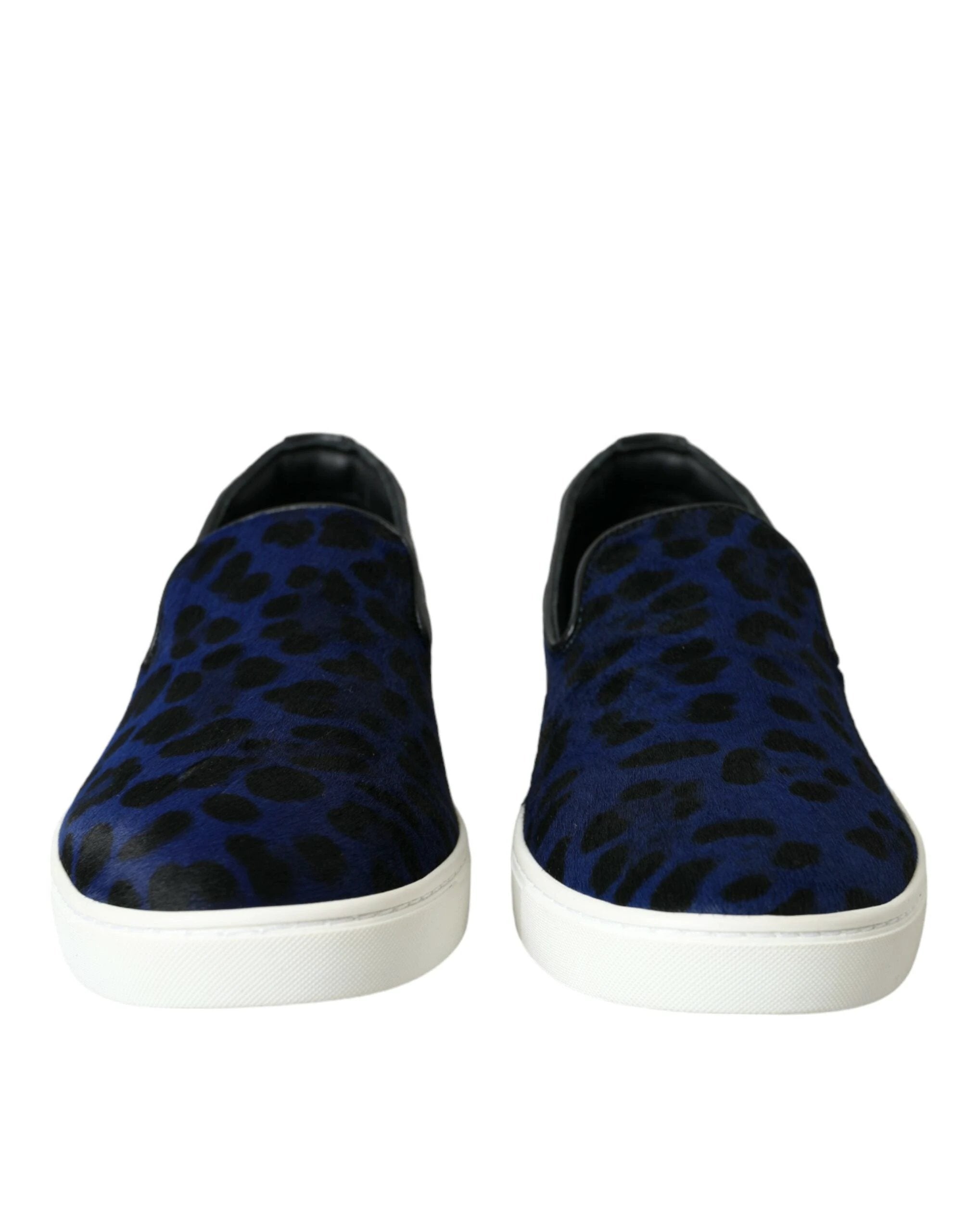 Dolce & Gabbana Blue Calfskin Hair Leopard Sneakers Shoes by Dolce & Gabbana