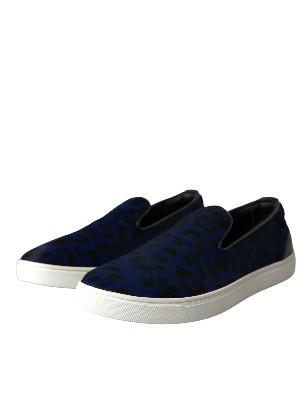 Dolce & Gabbana Blue Calfskin Hair Leopard Sneakers Shoes by Dolce & Gabbana