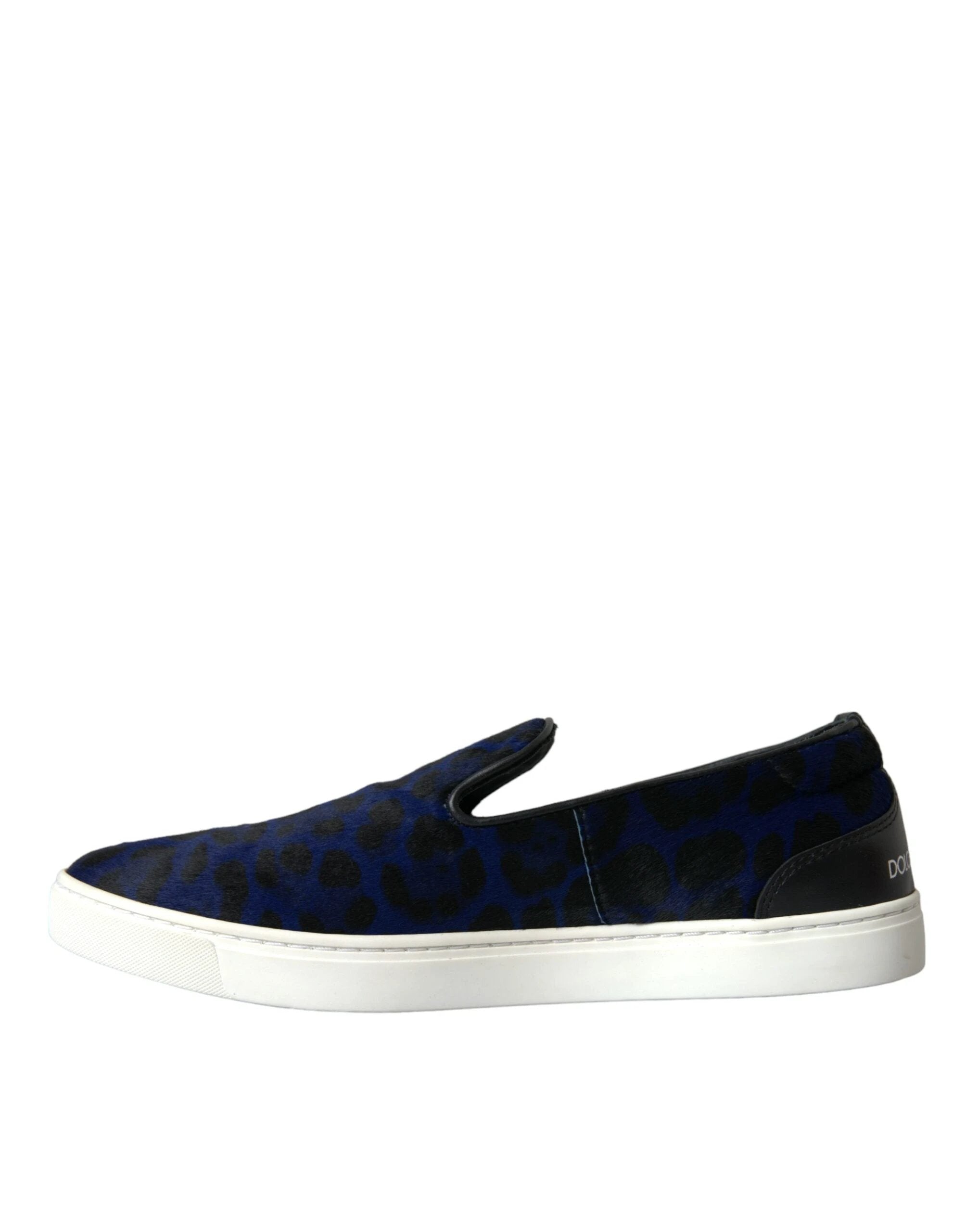 Dolce & Gabbana Blue Calfskin Hair Leopard Sneakers Shoes by Dolce & Gabbana