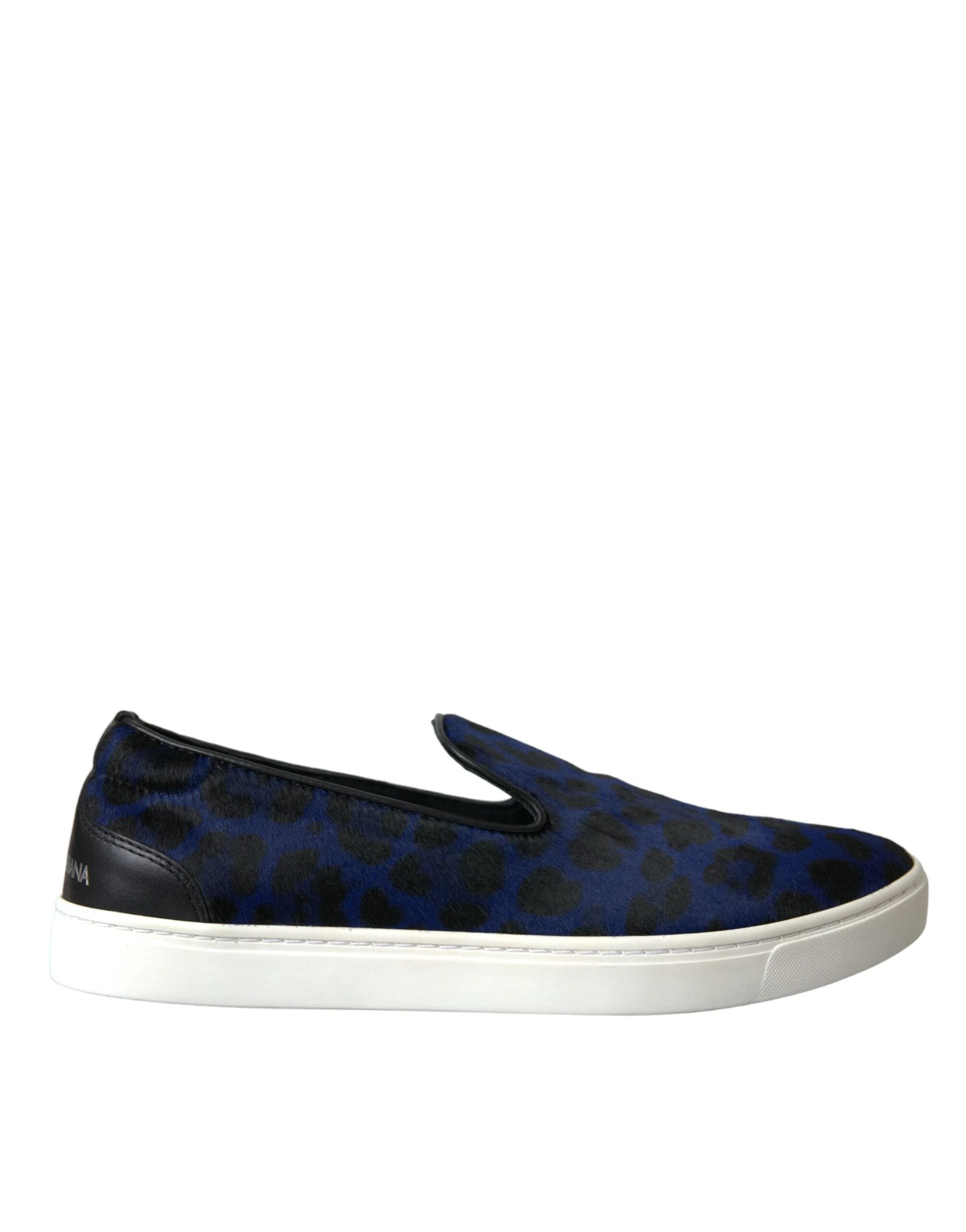 Dolce & Gabbana Blue Calfskin Hair Leopard Sneakers Shoes by Dolce & Gabbana