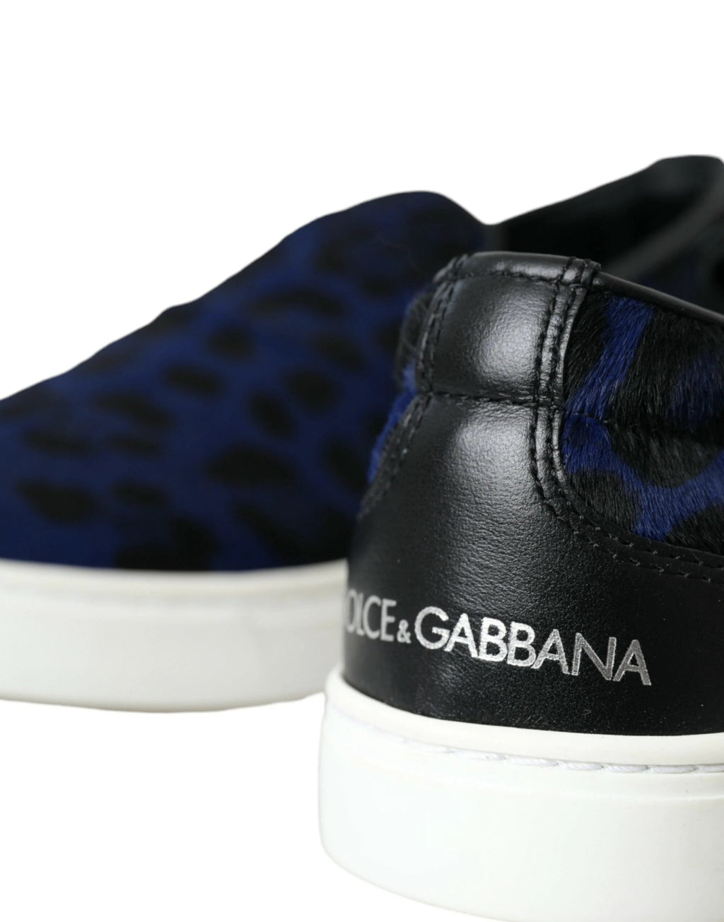 Dolce & Gabbana Blue Calfskin Hair Leopard Sneakers Shoes by Dolce & Gabbana