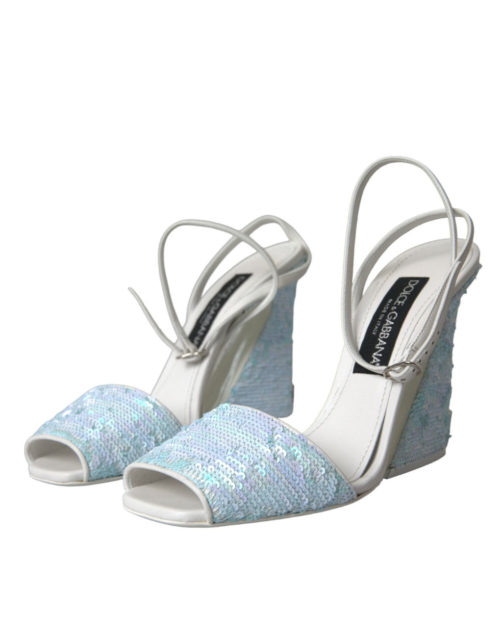 Sandales à bride cheville Dolce &amp; Gabbana bleu clair à sequins