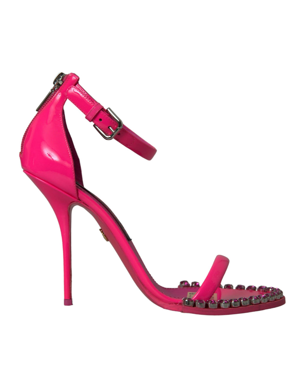 Dolce & Gabbana Pink Leather Crystal Heels Sandals Shoes by Dolce & Gabbana