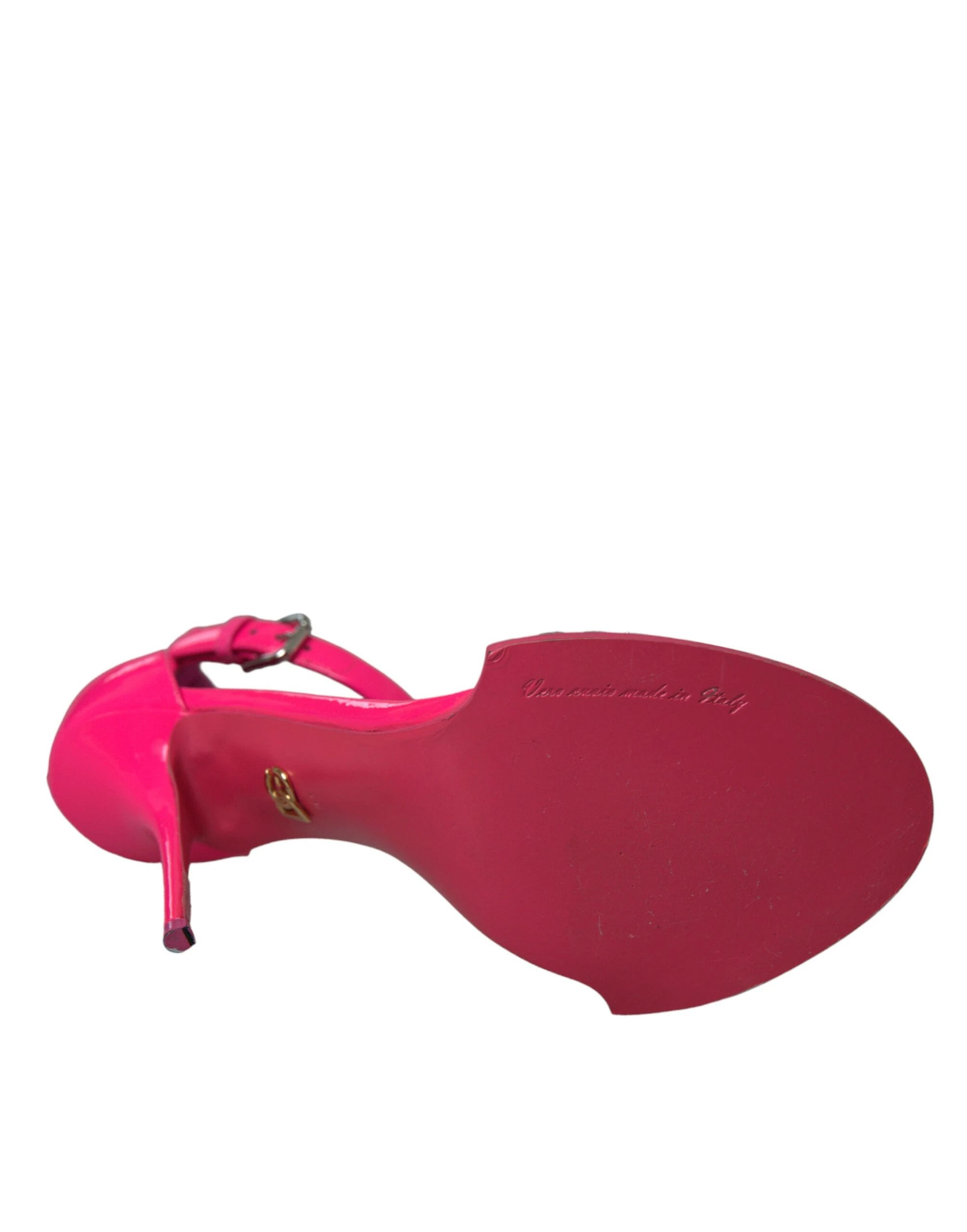 Dolce & Gabbana Pink Leather Crystal Heels Sandals Shoes by Dolce & Gabbana